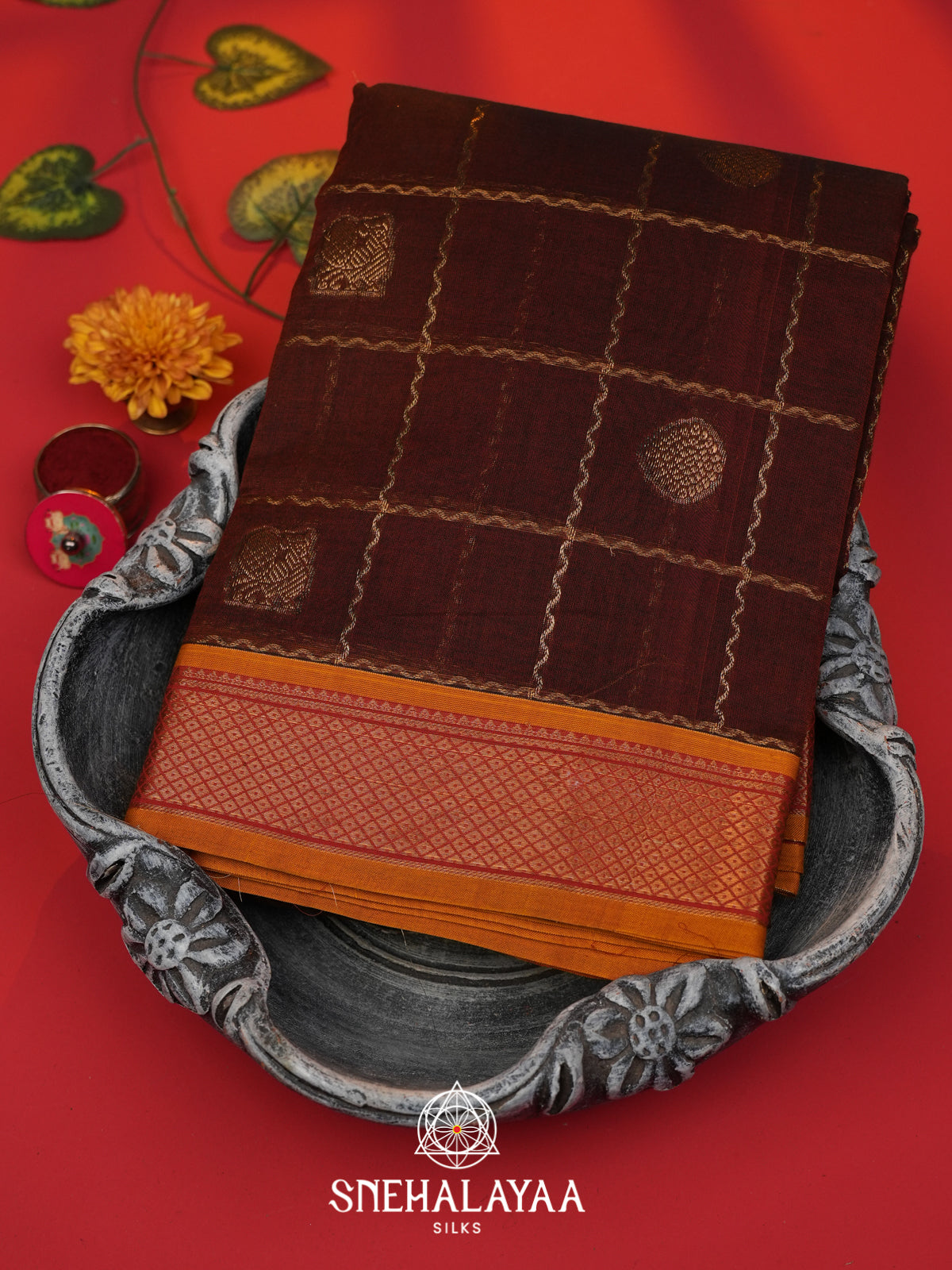 Burgundy Kanchi Cotton Saree