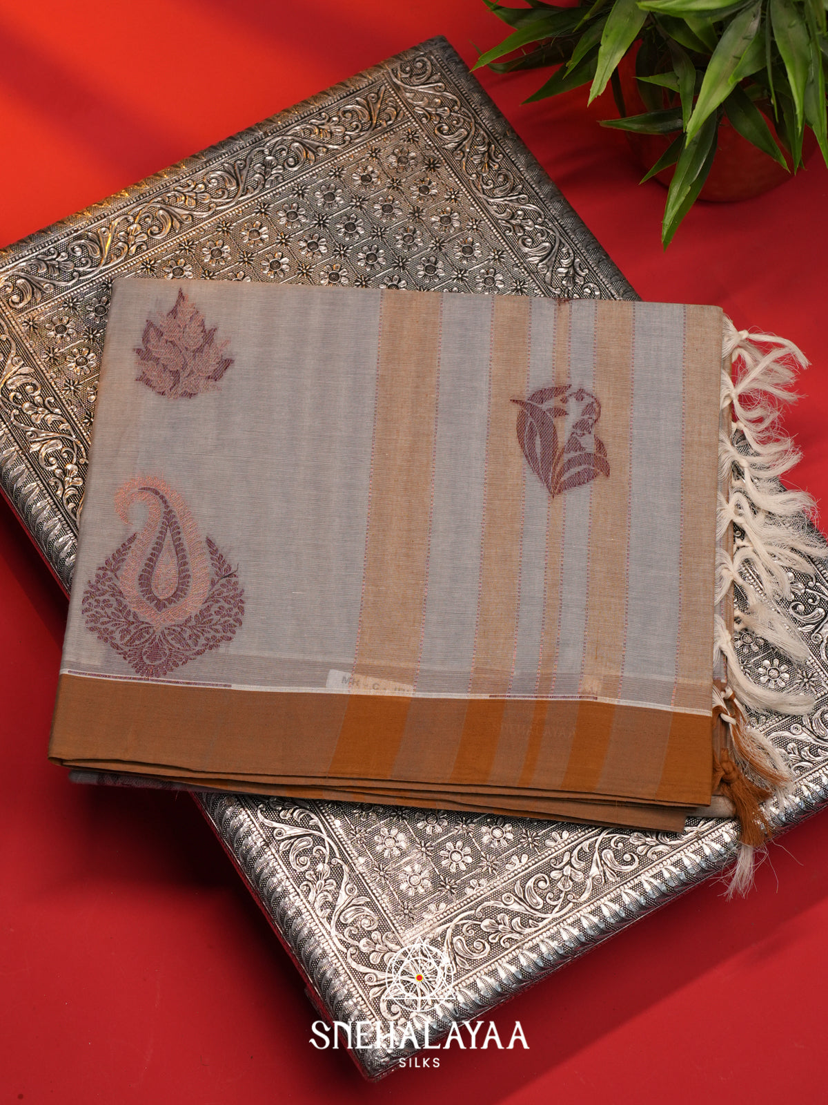Grey Handloom Cotton Saree
