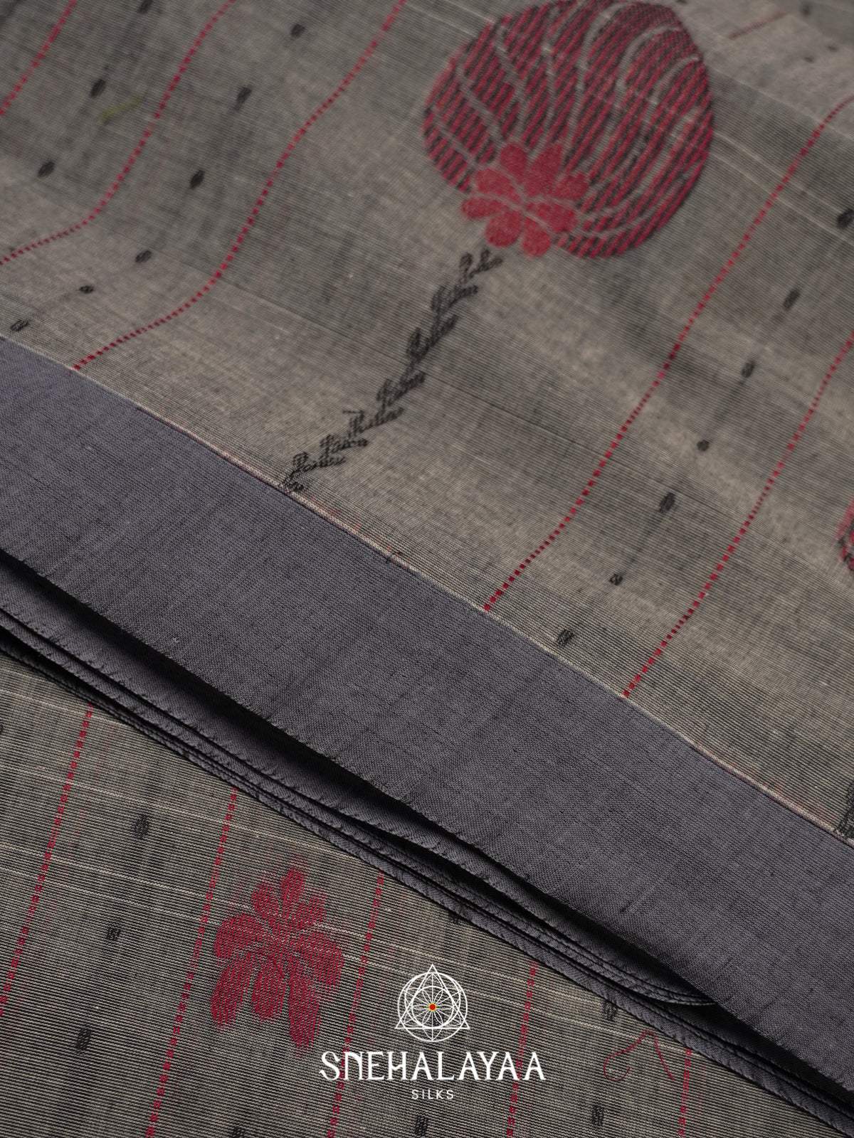 Grey Handloom Cotton Saree