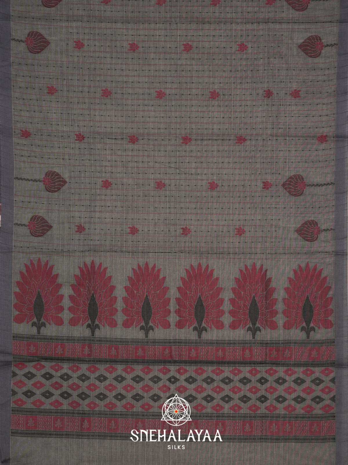 Grey Handloom Cotton Saree