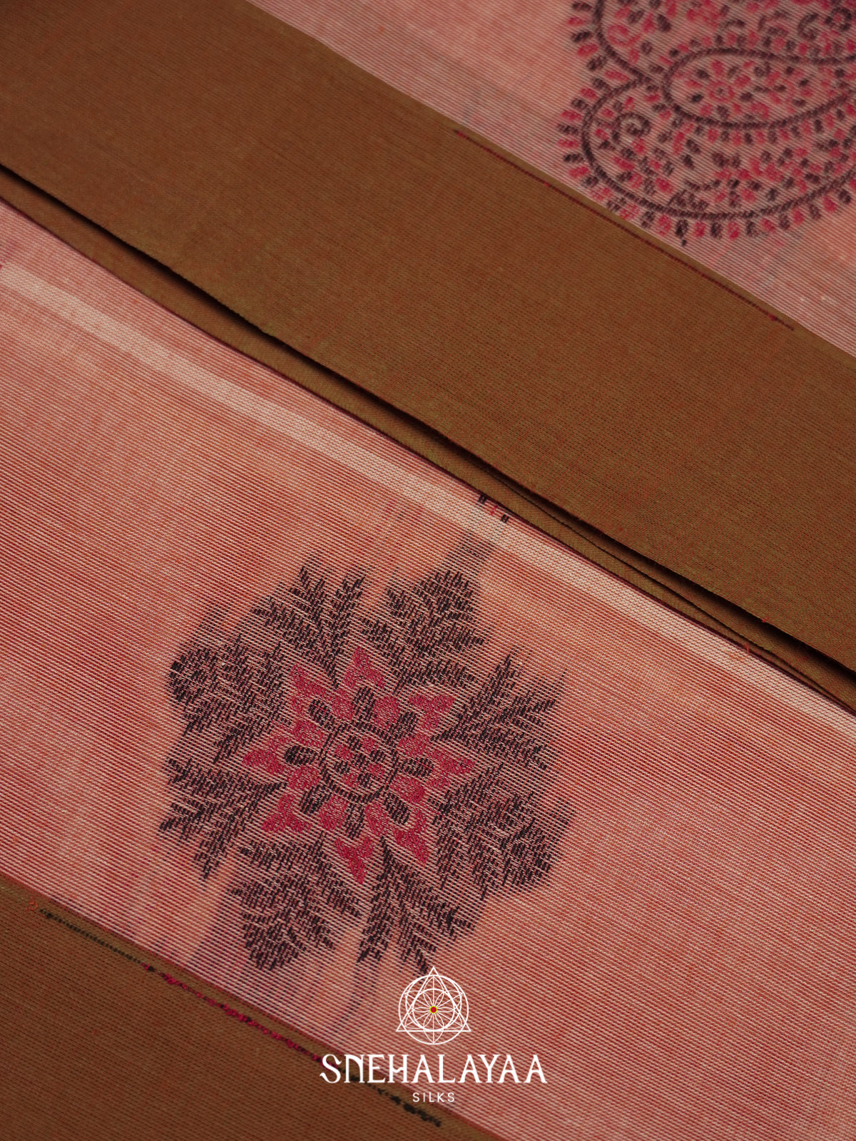 Rosewood Pink Handloom Cotton Saree