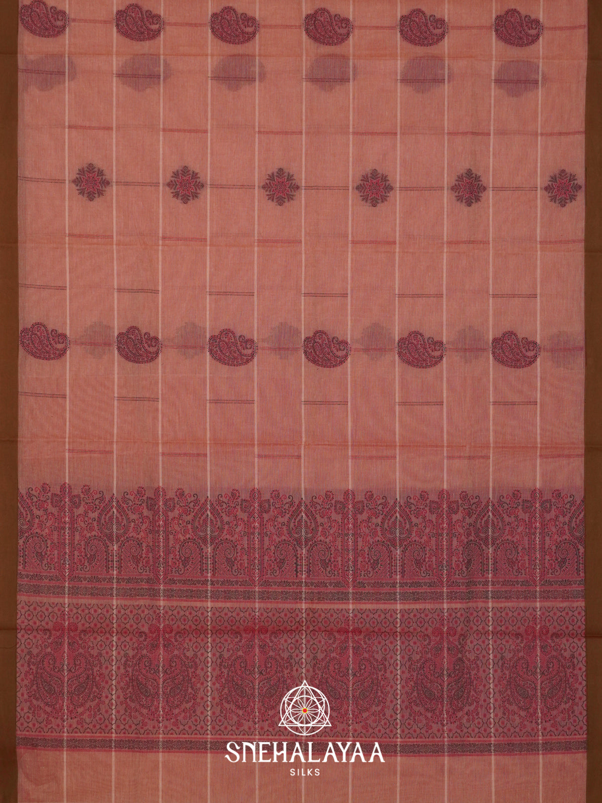 Rosewood Pink Handloom Cotton Saree