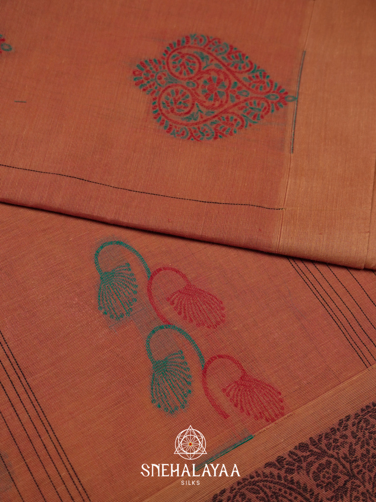 Peach Handloom Cotton Saree