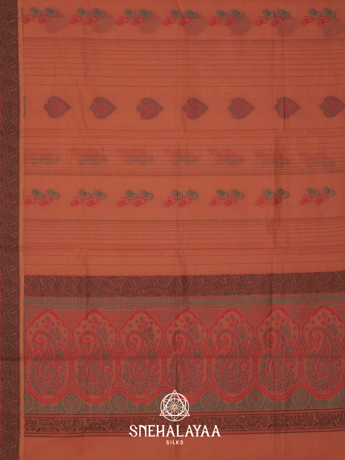 Peach Handloom Cotton Saree