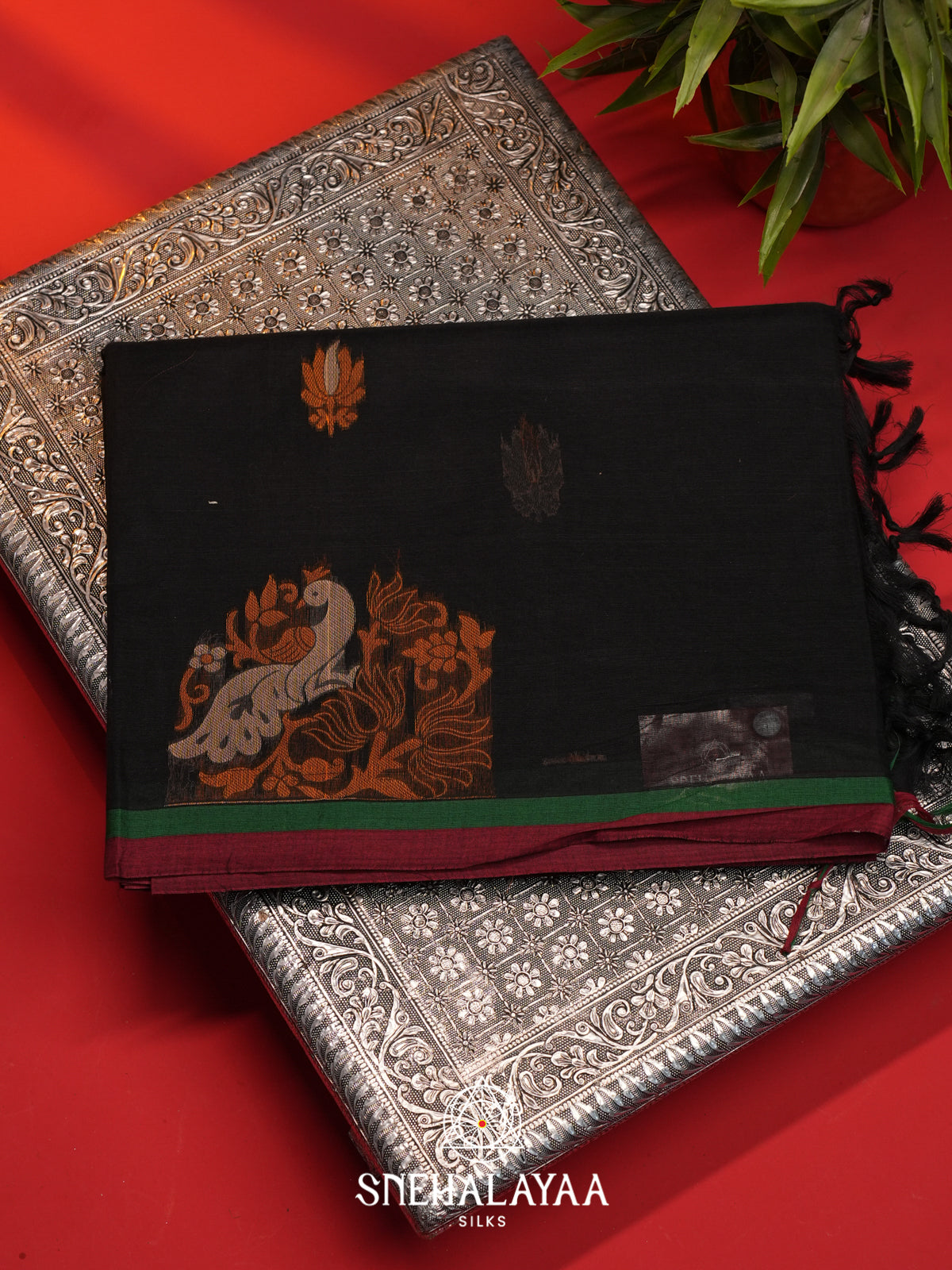 Black Handloom Cotton Saree