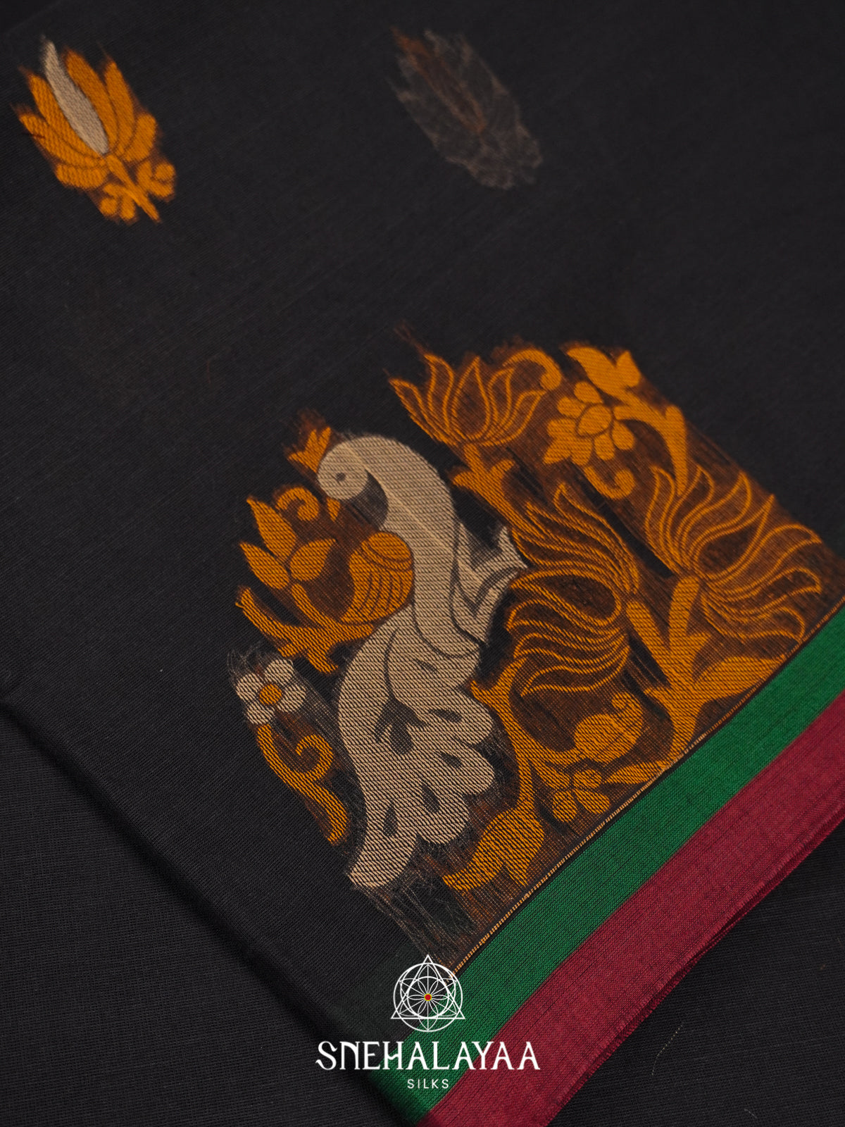 Black Handloom Cotton Saree