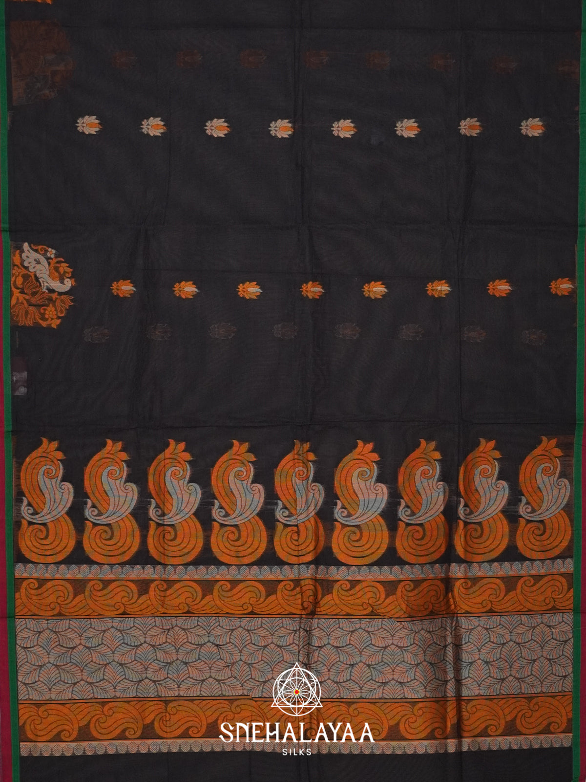 Black Handloom Cotton Saree