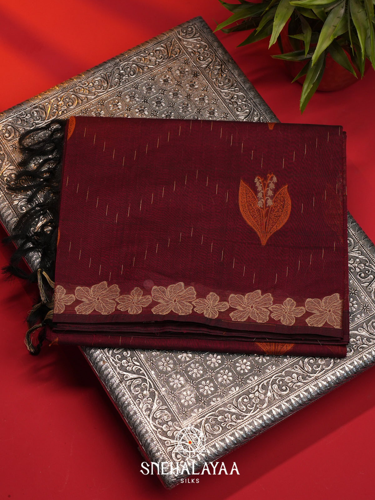 Maroon Handloom Cotton Saree