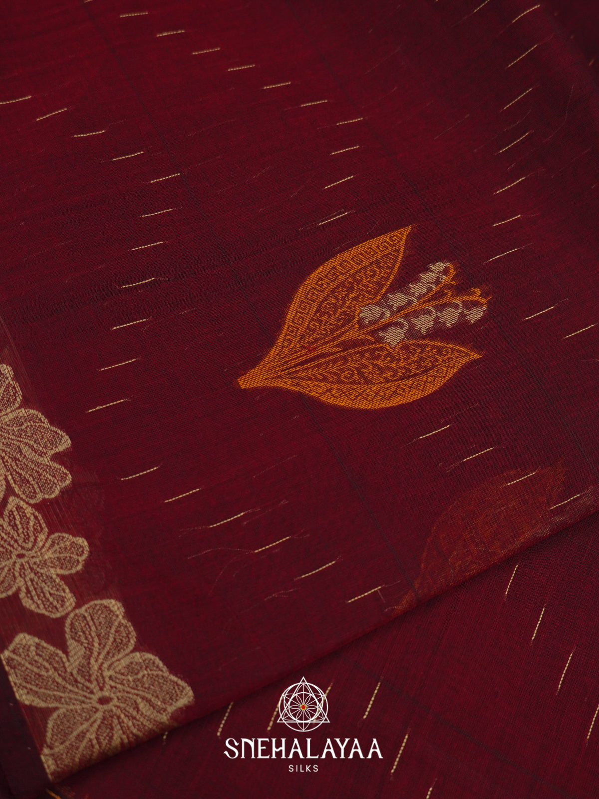 Maroon Handloom Cotton Saree