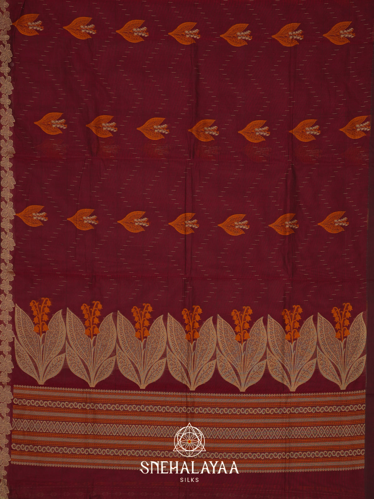 Maroon Handloom Cotton Saree