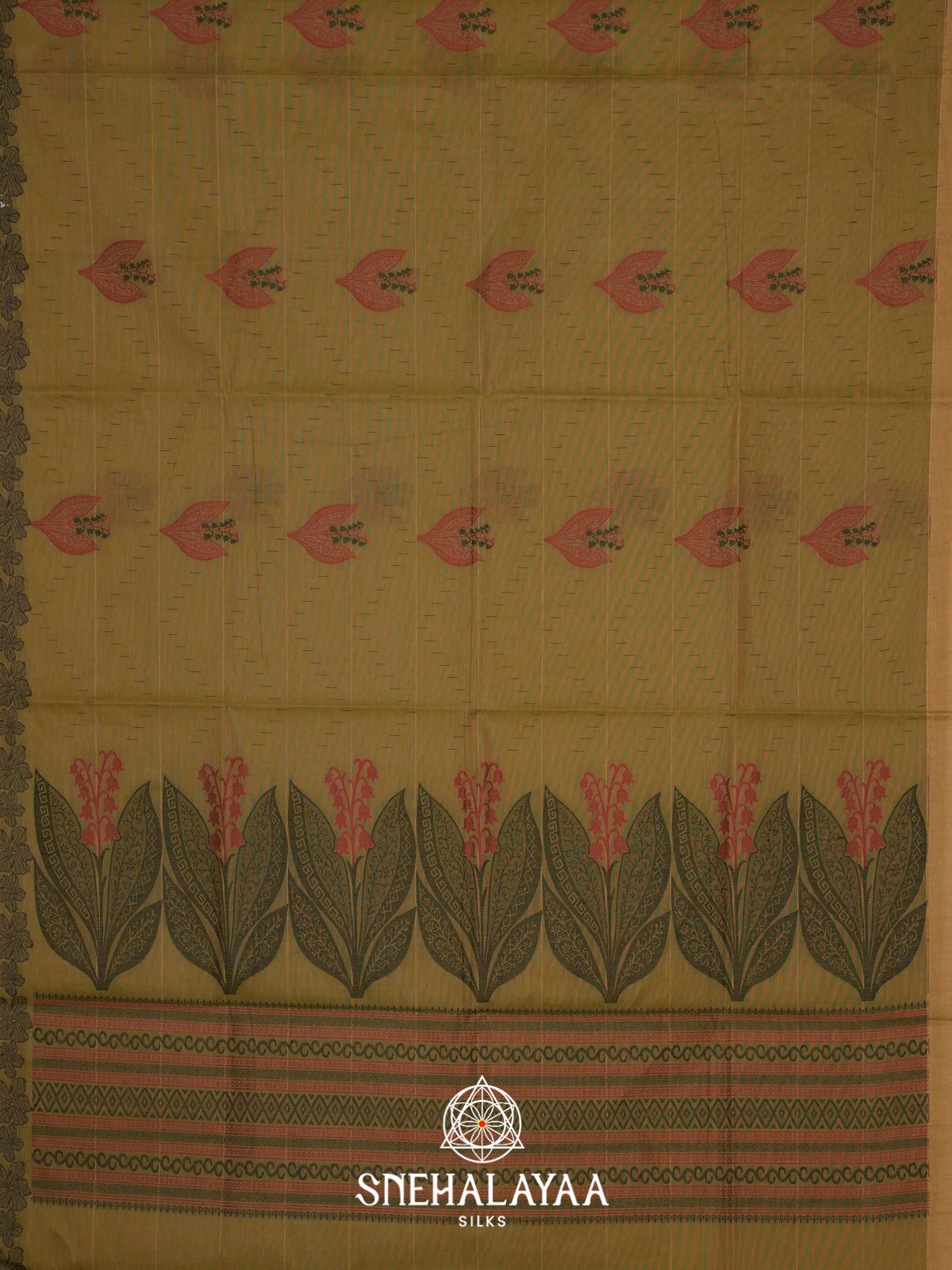 Moss Green Handloom Cotton Saree