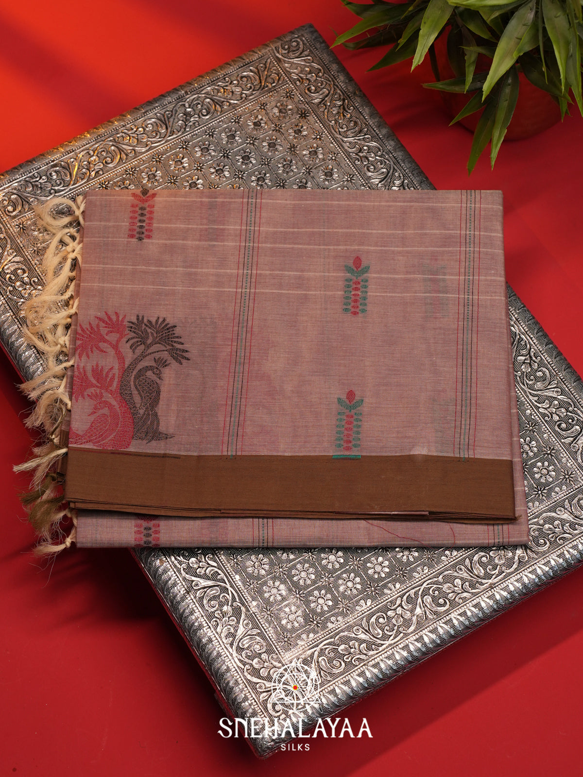 Pink Handloom Cotton Saree
