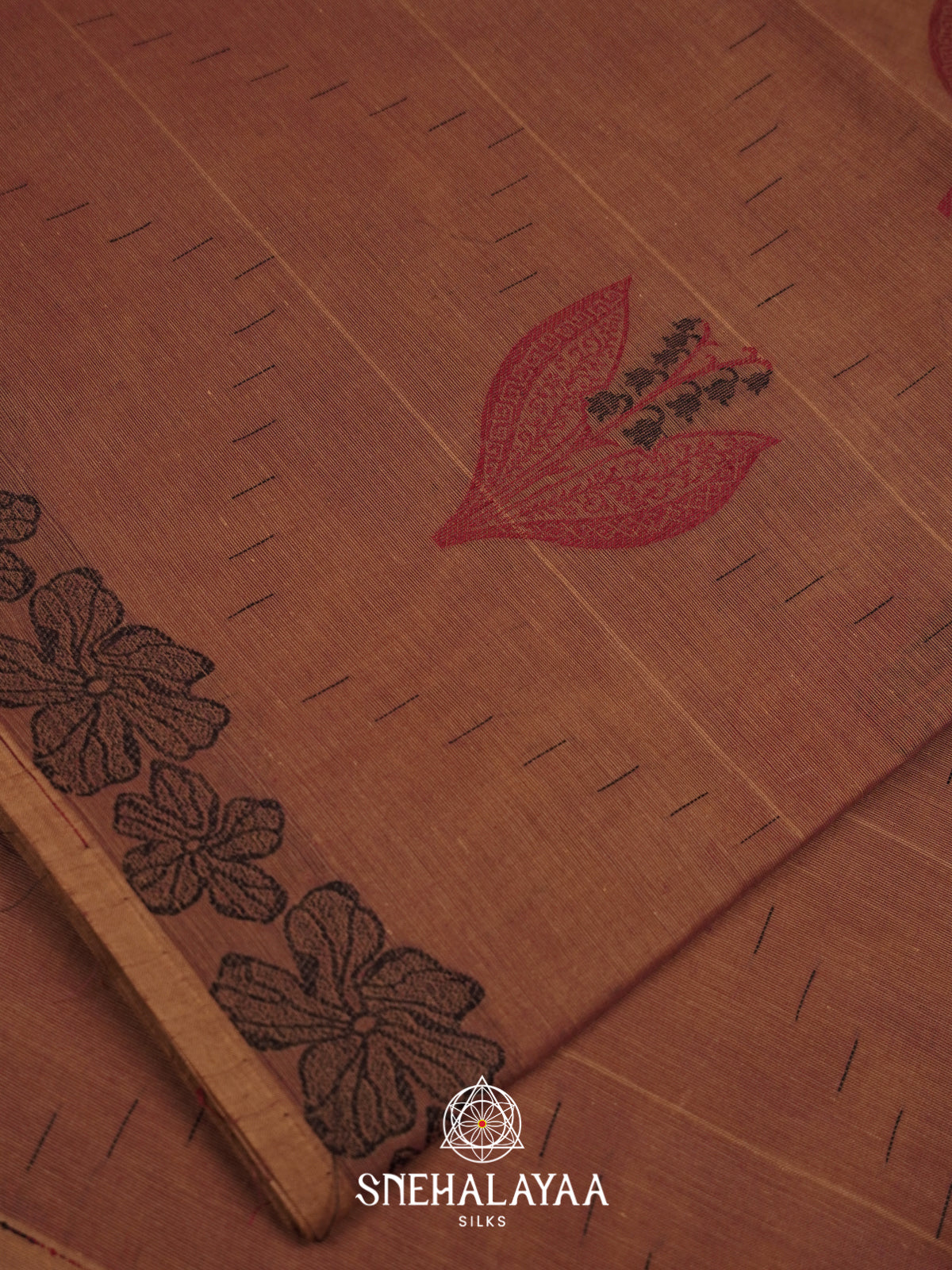 Terracotta Brown Handloom Cotton Saree