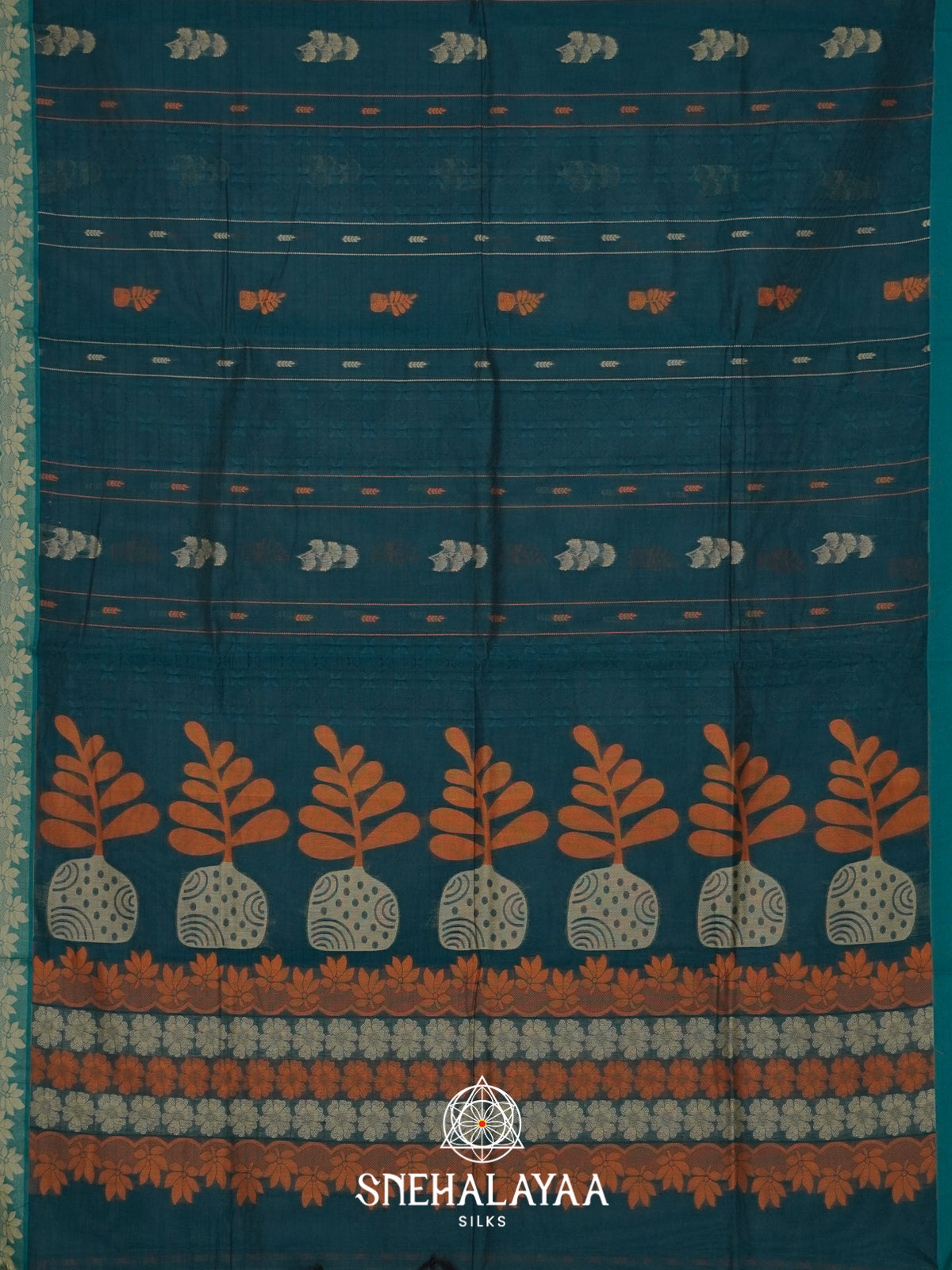 Pine Green Handloom Cotton Saree