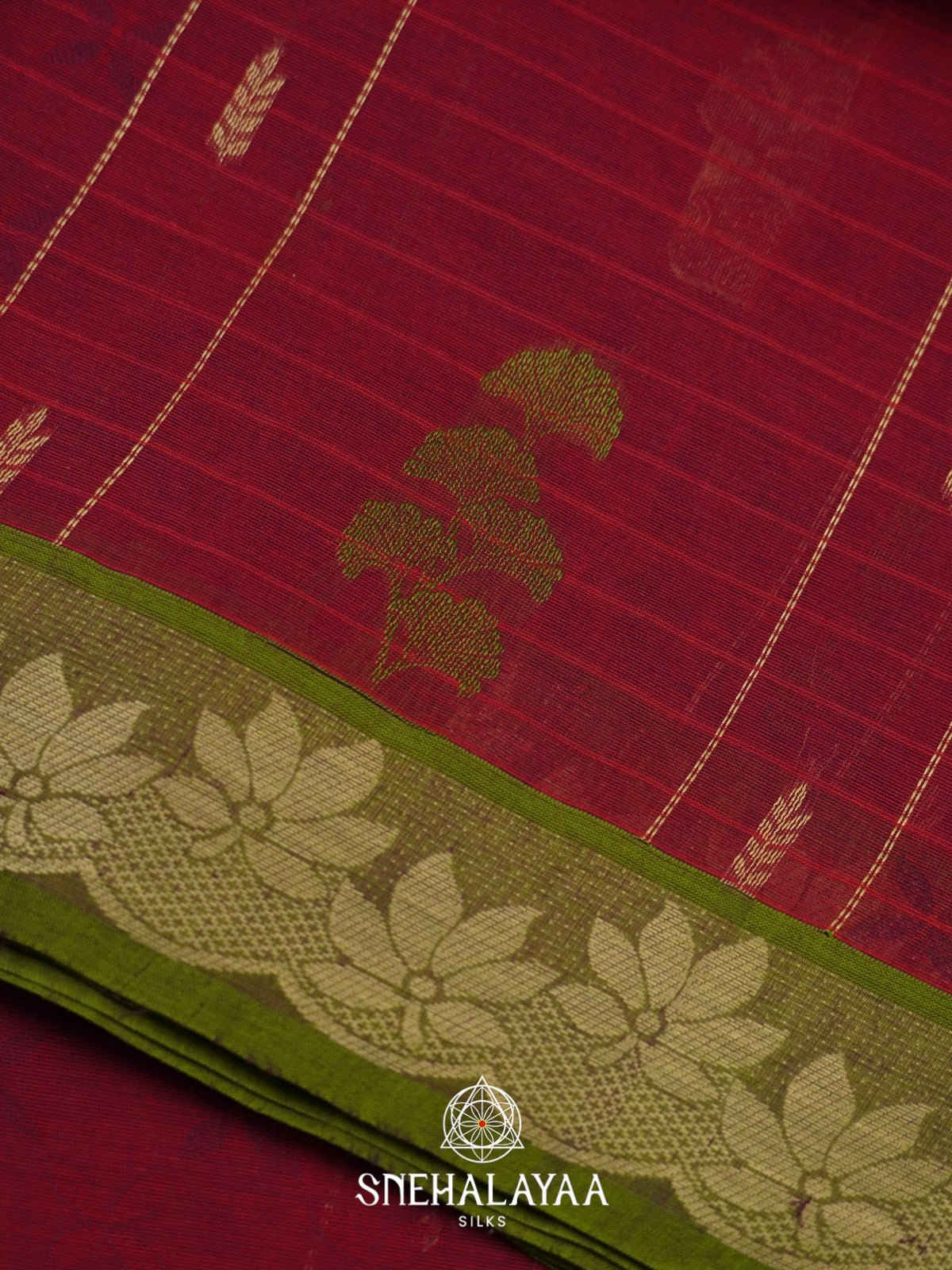 Maroon Handloom Cotton Saree