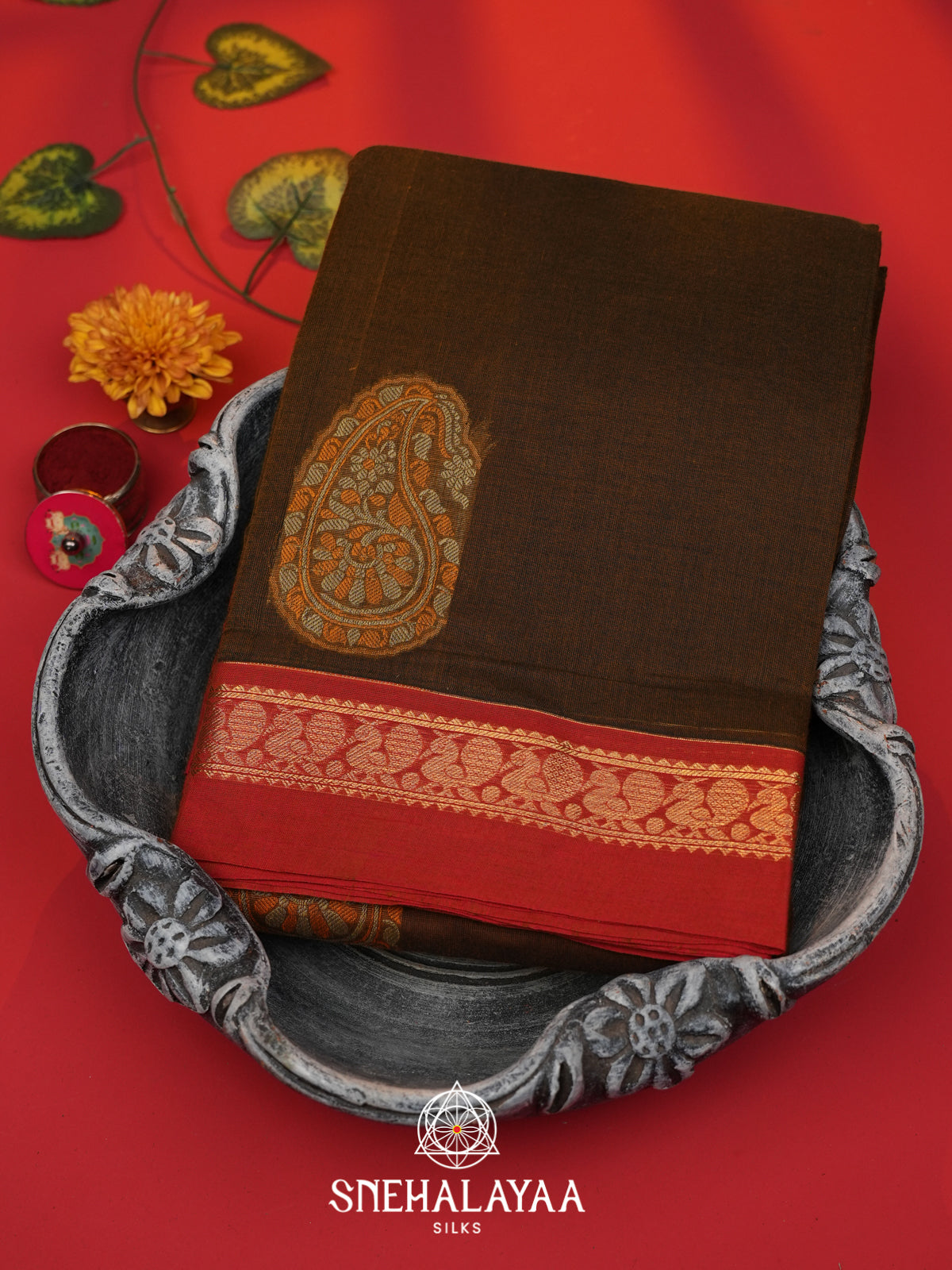 Brown Kanchi Cotton Saree