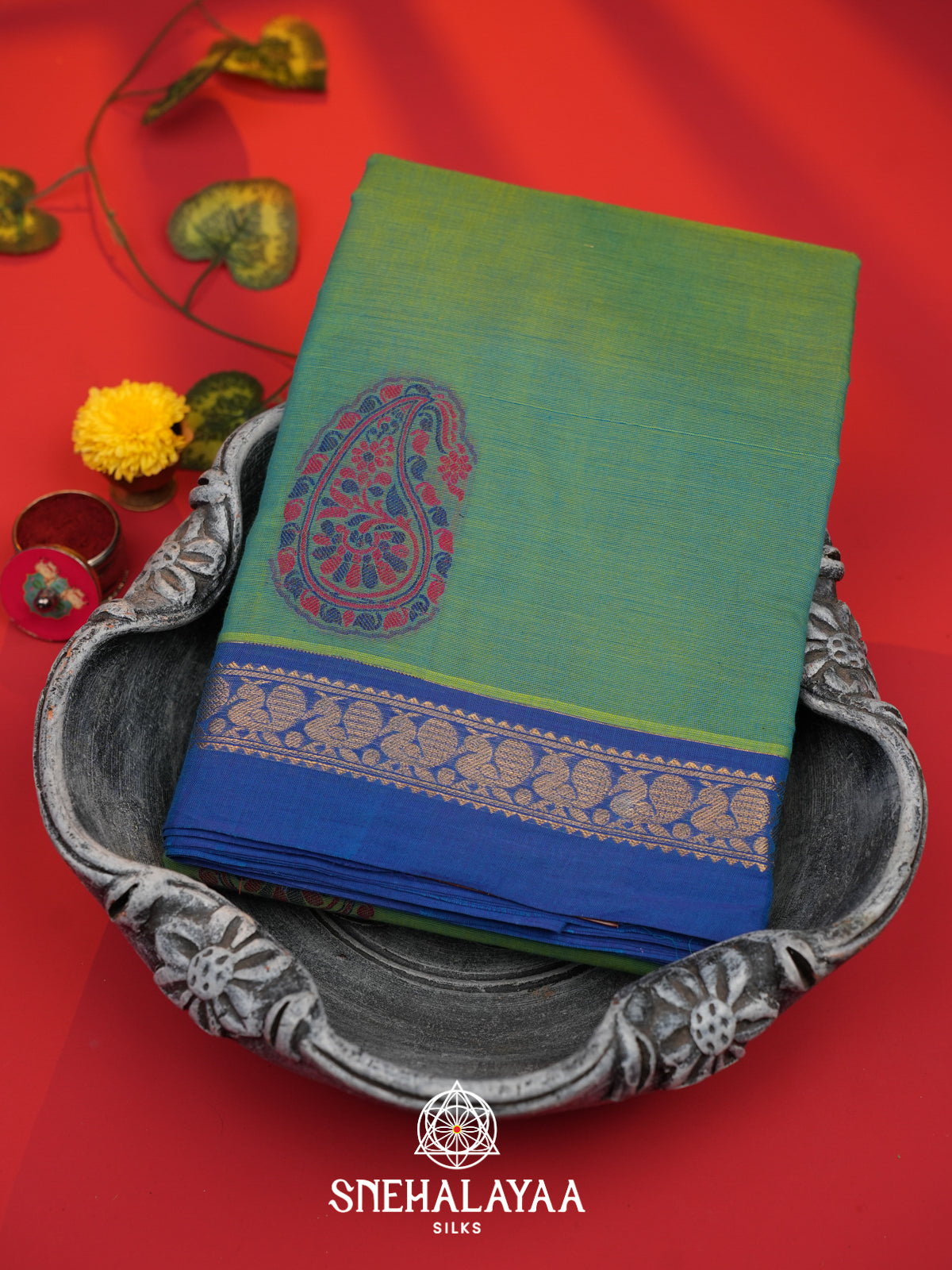 Sea Green Kanchi Cotton Saree
