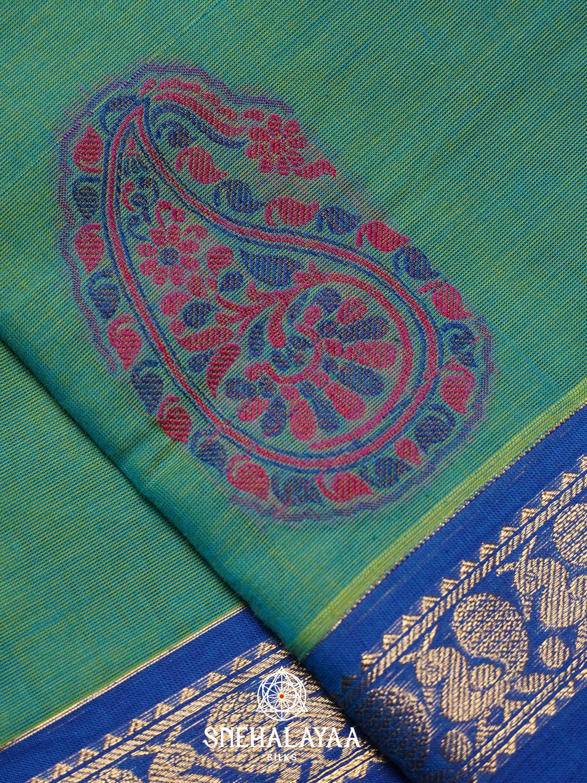 Sea Green Kanchi Cotton Saree