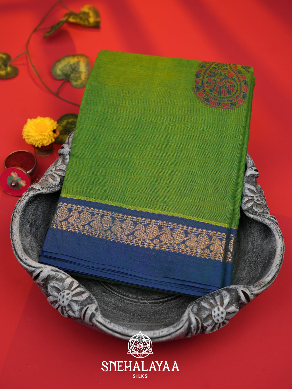 Olive Green Kanchi Cotton Saree