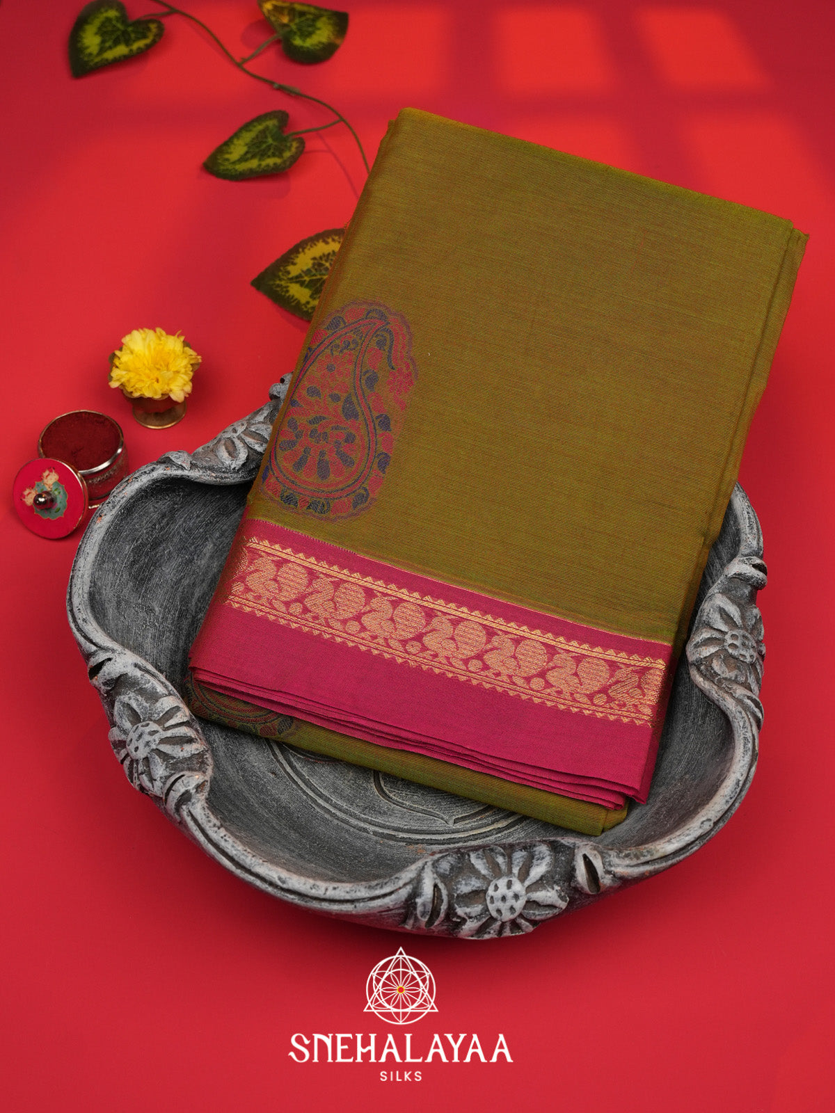 Mehandi Green Kanchi Cotton Saree