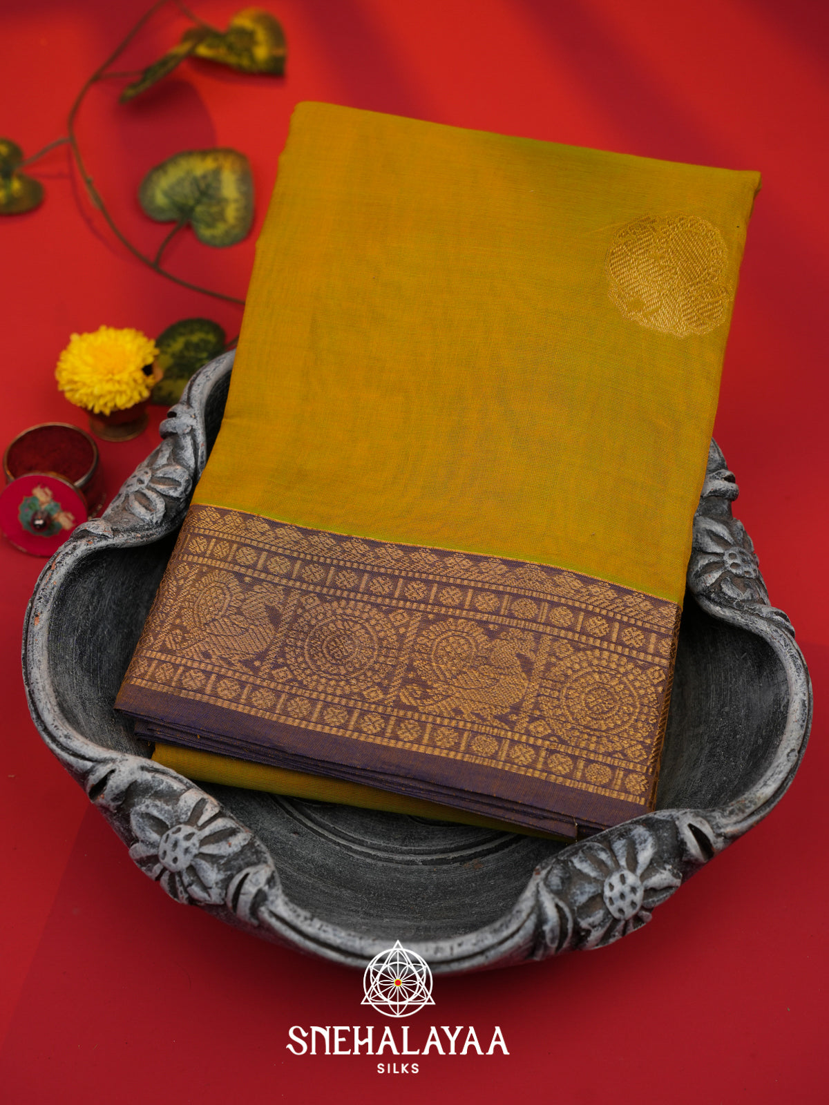 Mehendi Green Kanchi Cotton Saree