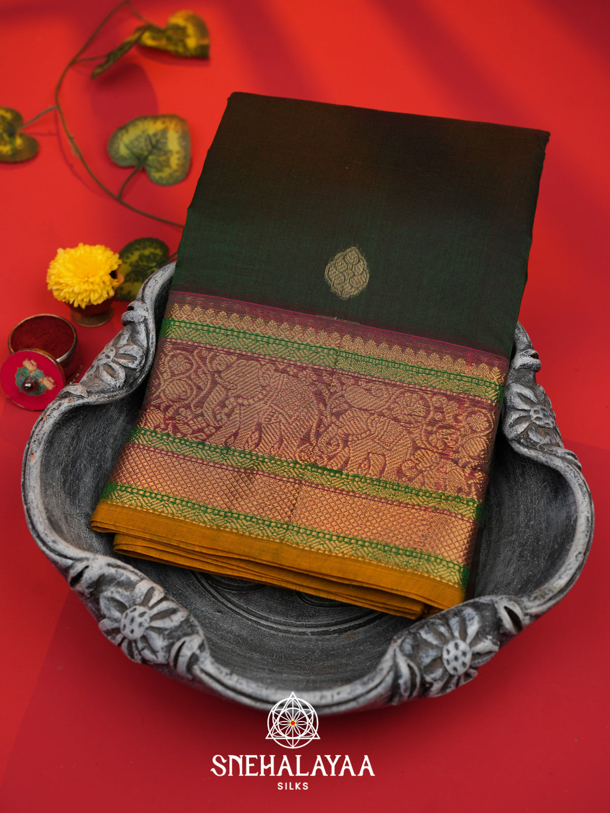 Black Kanchi Cotton Saree