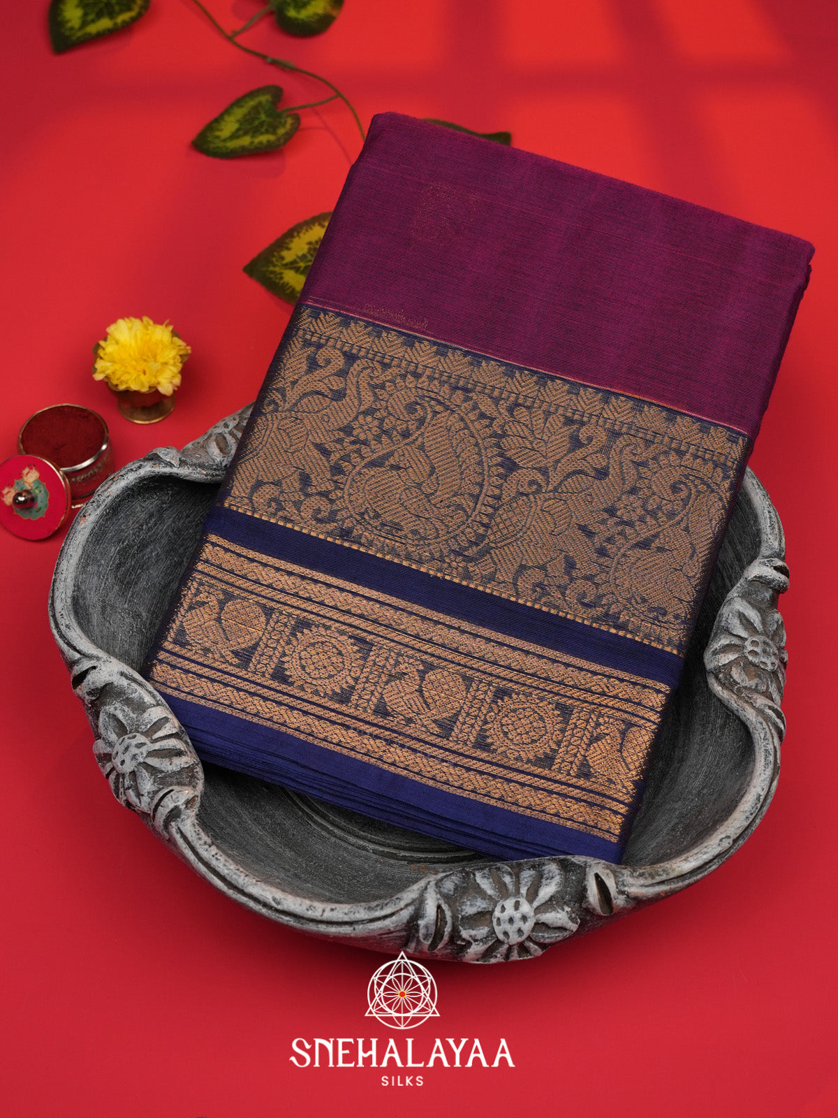 Magenta Kanchi Cotton Saree