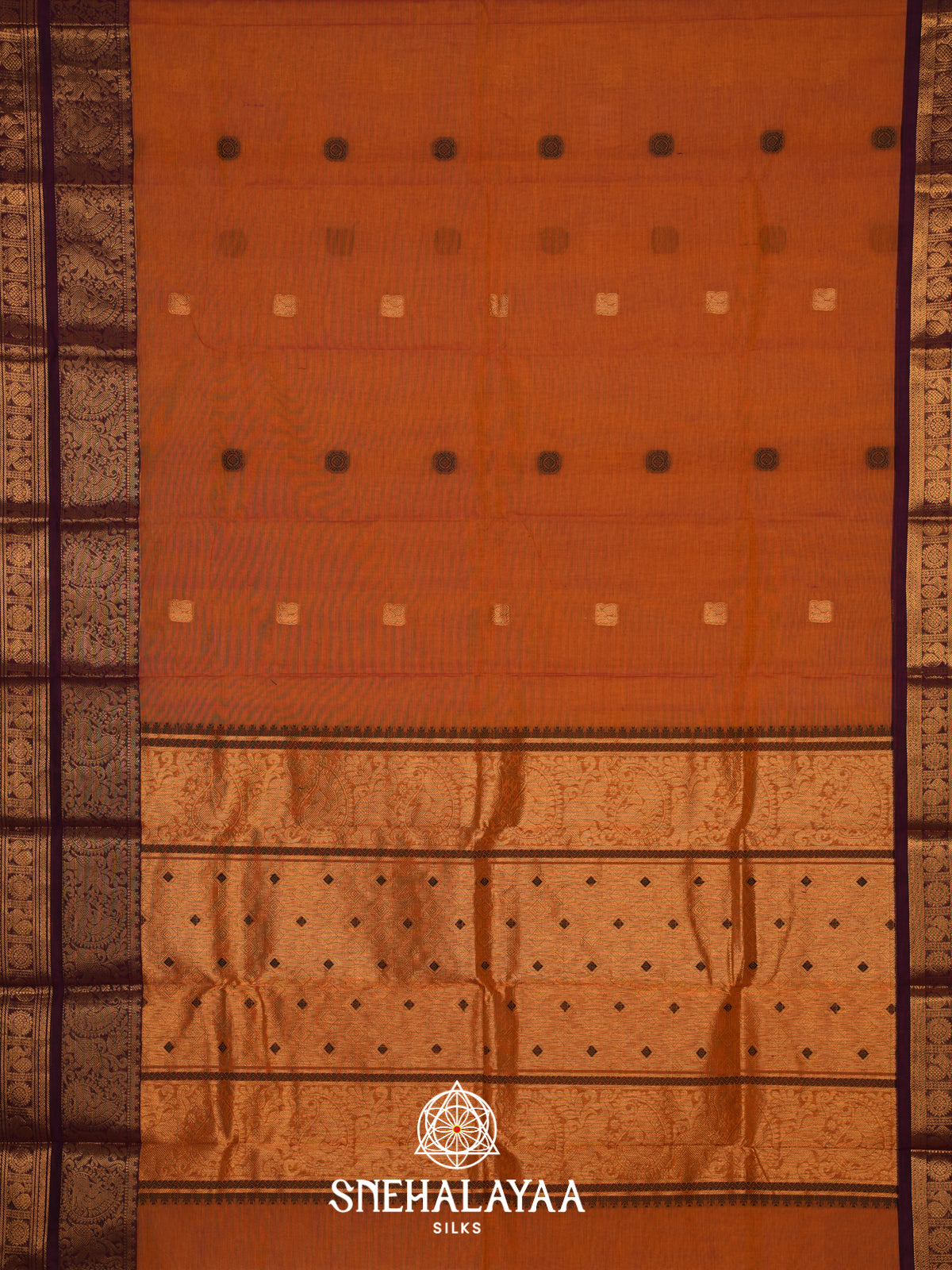 Copper Orange Kanchi Cotton Saree