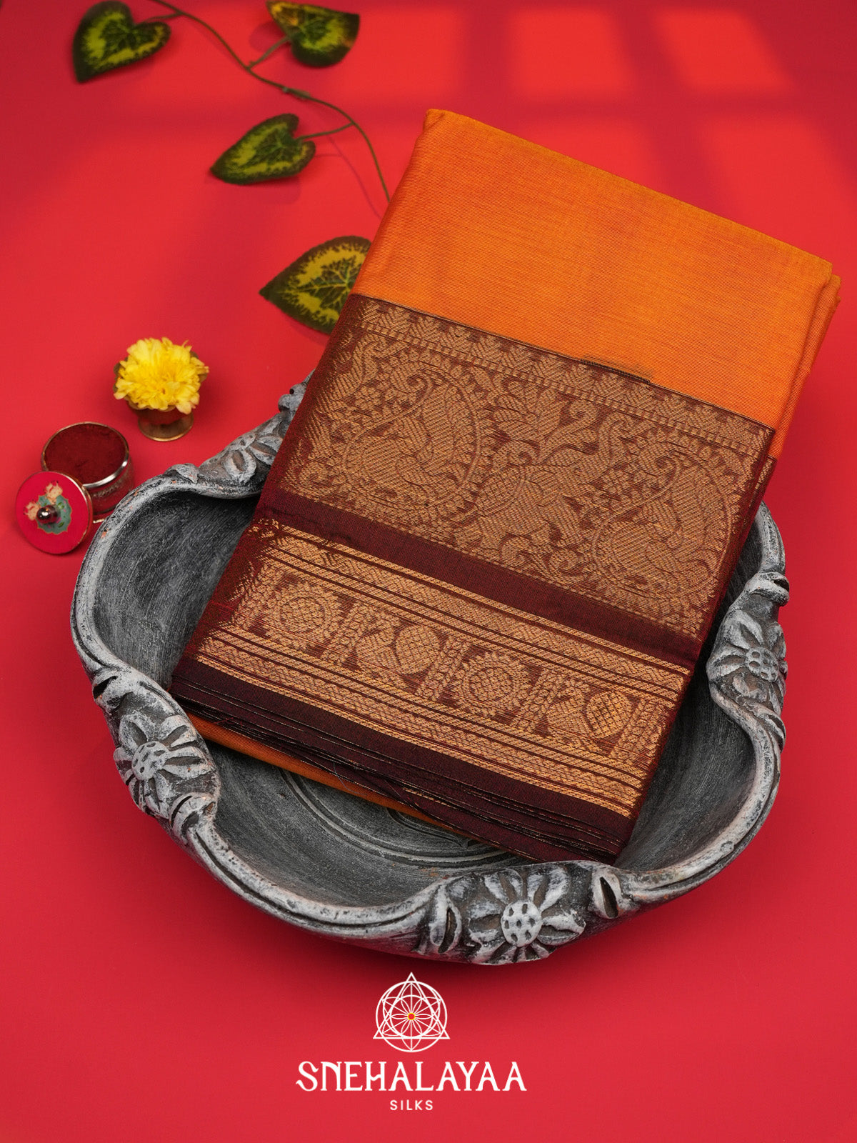 Orange Kanchi Cotton Saree
