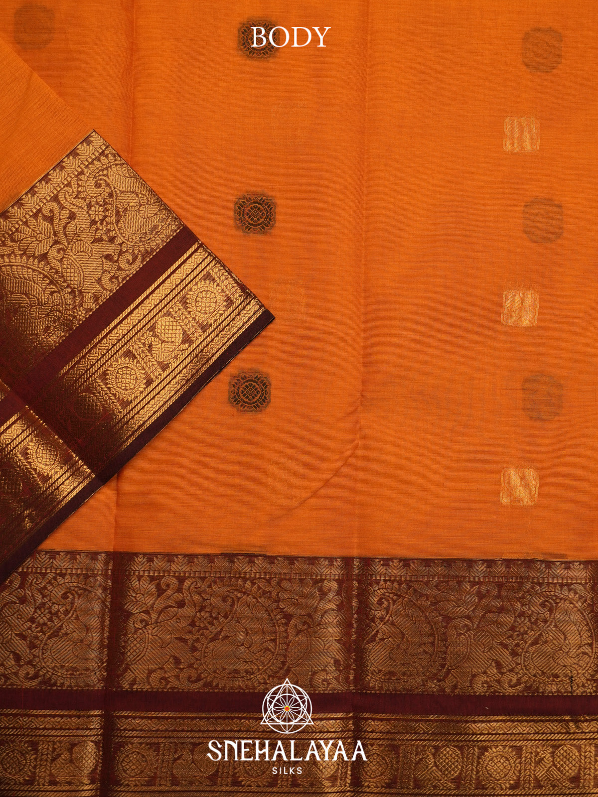 Orange Kanchi Cotton Saree