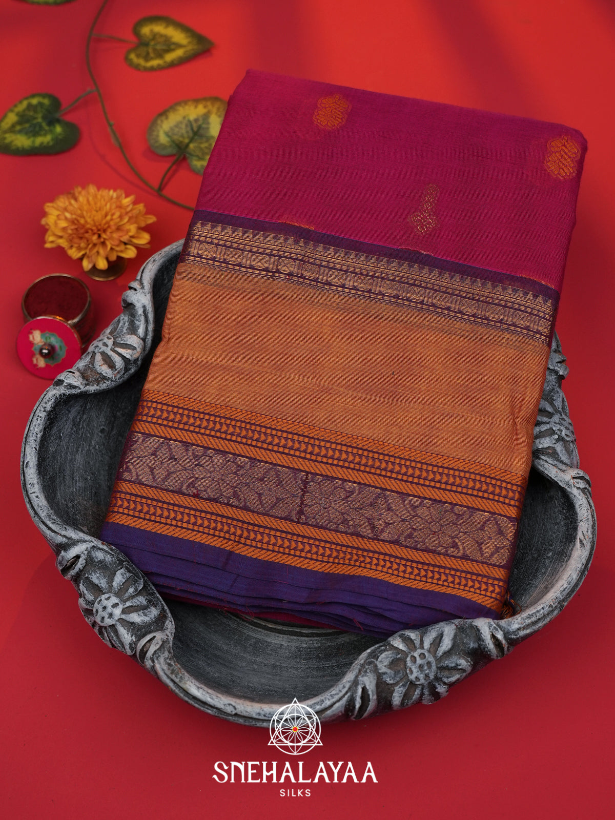 Magenta Kanchi Cotton Saree