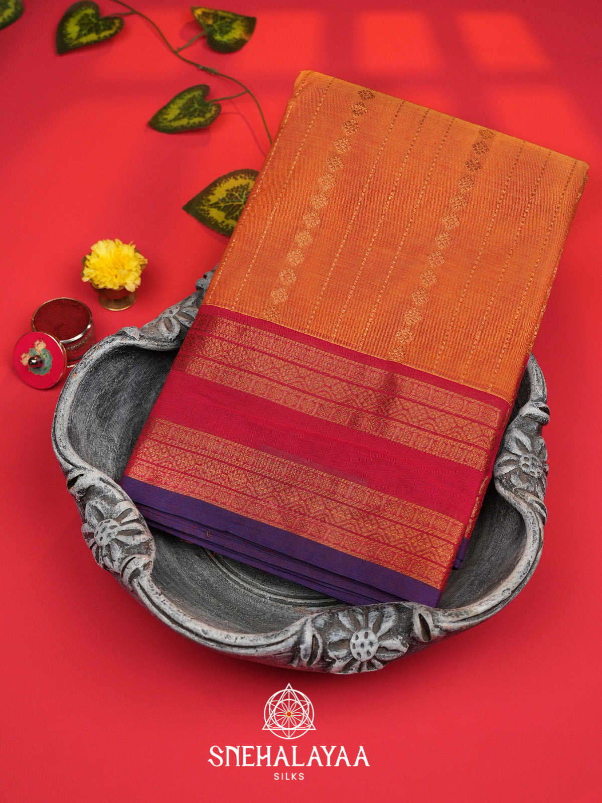 Orange Kanchi Cotton Saree