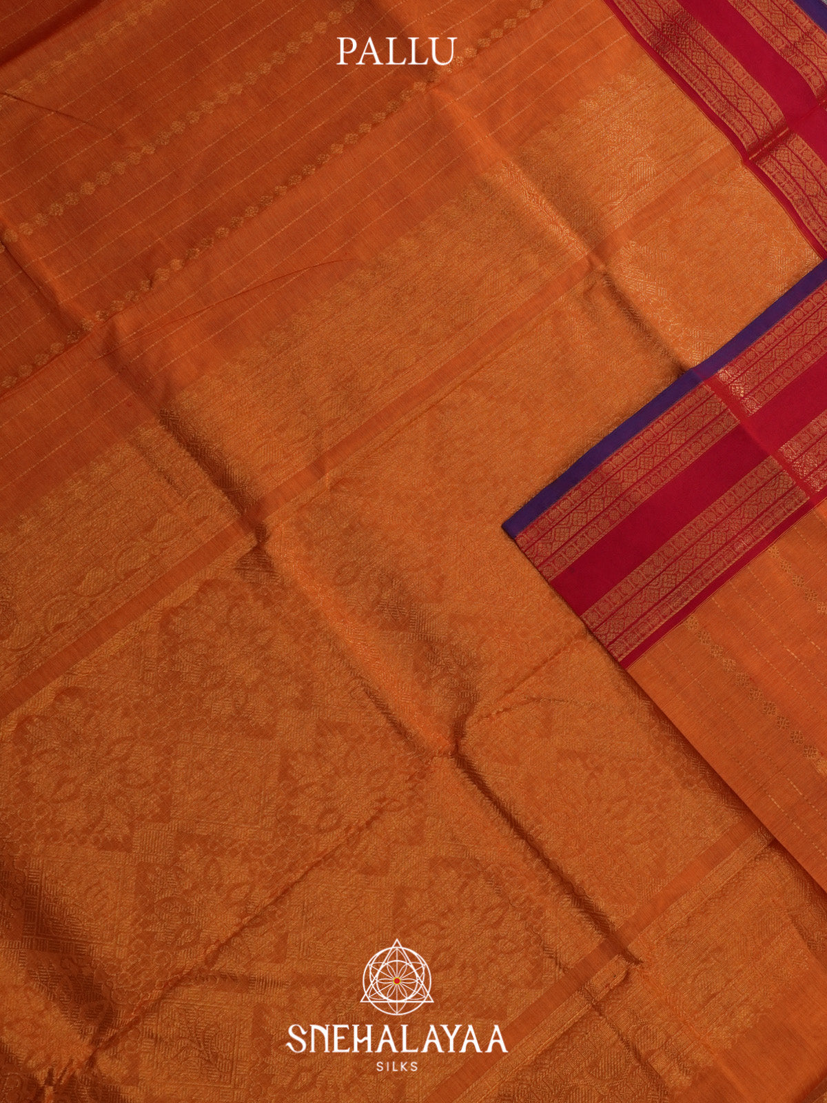 Orange Kanchi Cotton Saree