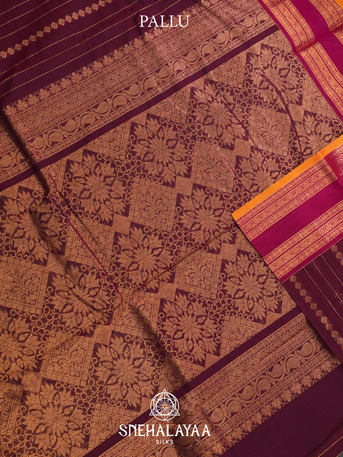 Magenta Kanchi Cotton Saree