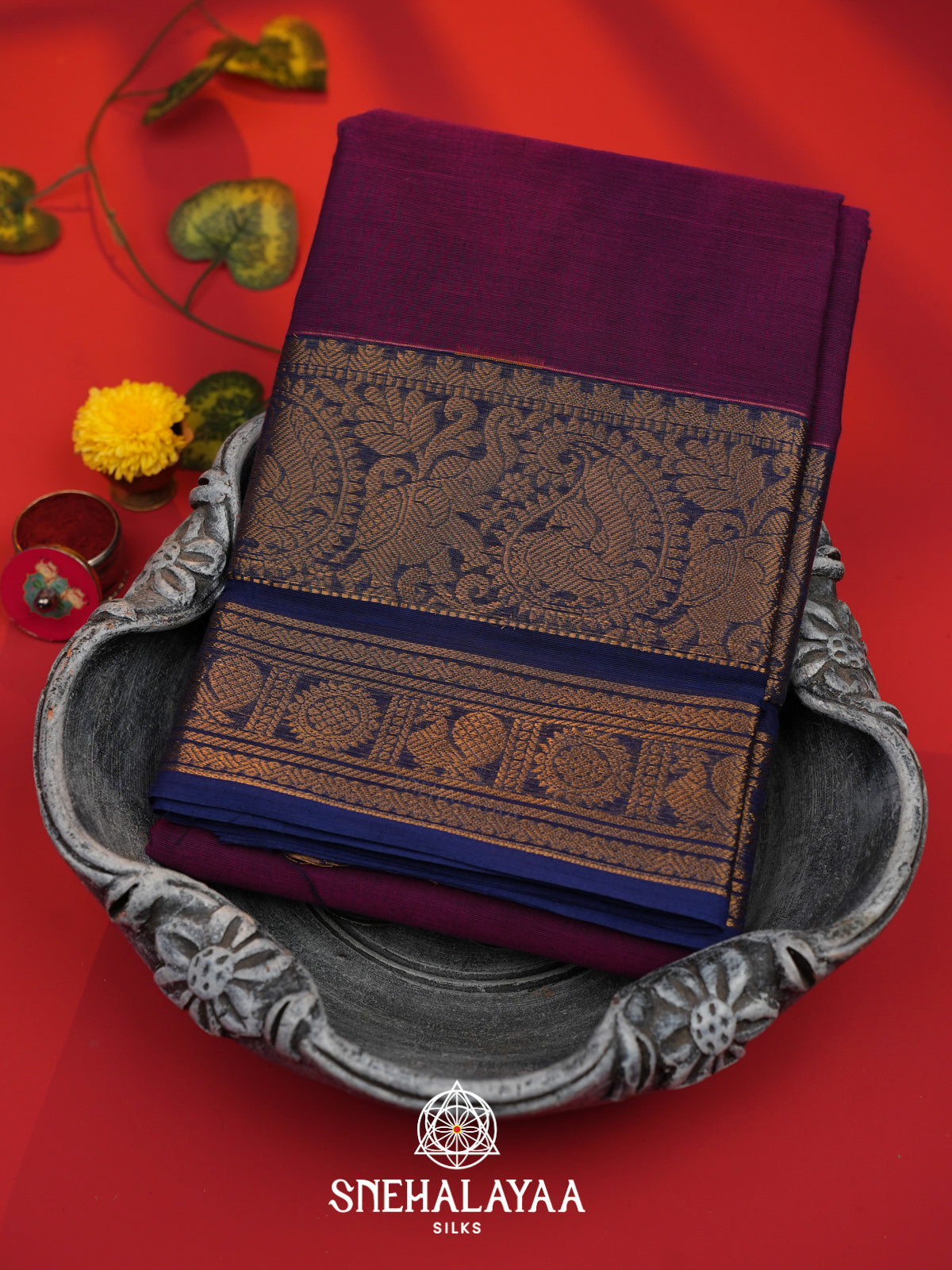 Violet Kanchi Cotton Saree