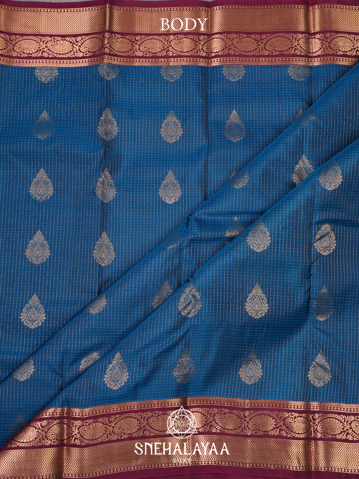 Peacock Blue Kanjivaram Silk Saree