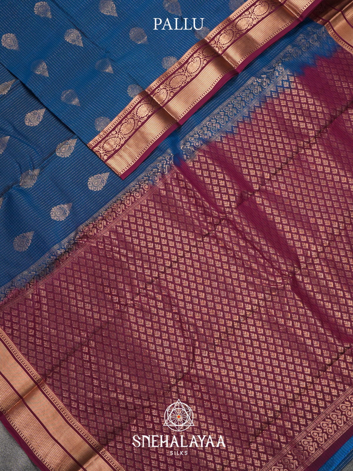 Peacock Blue Kanjivaram Silk Saree