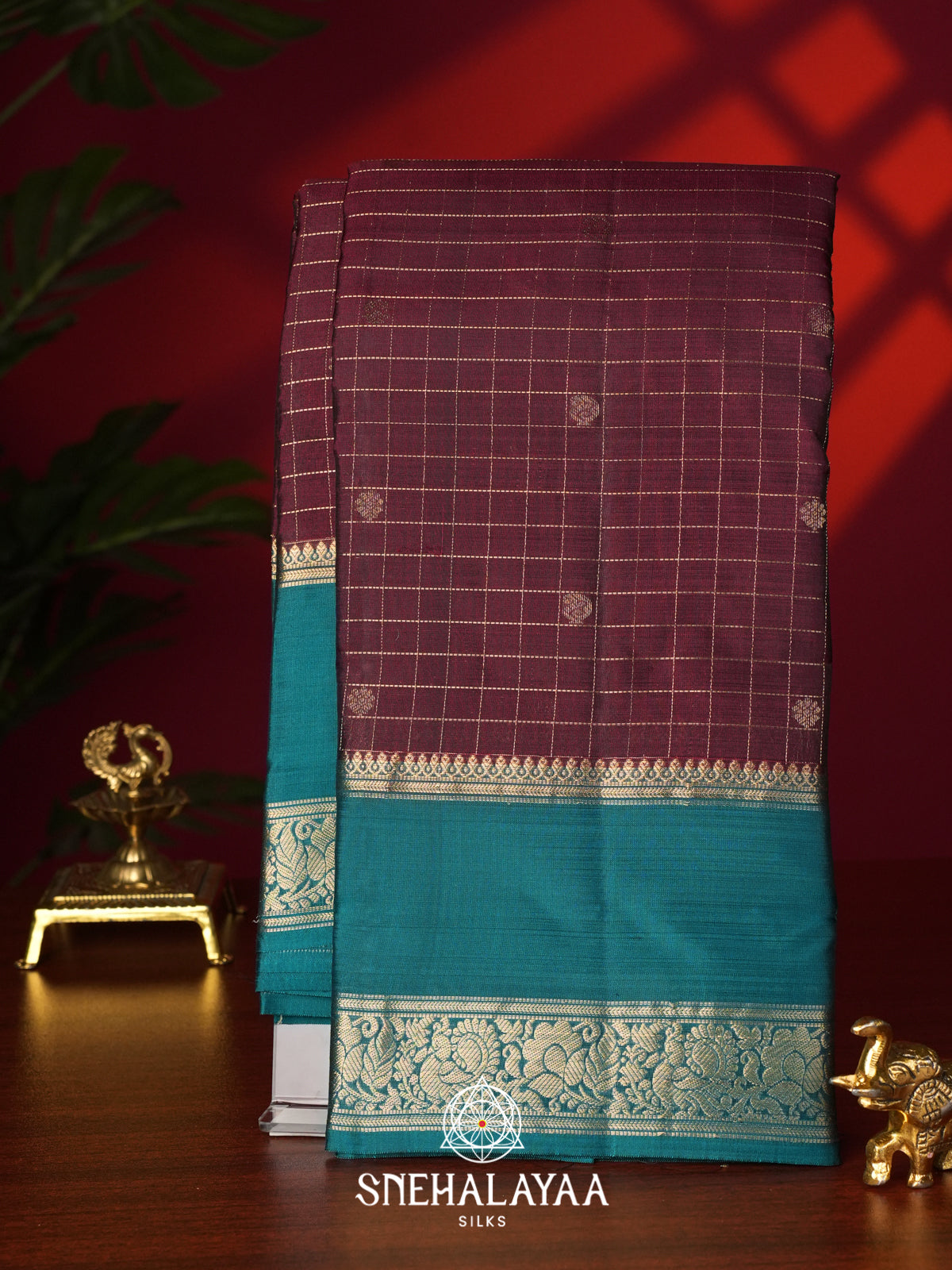 Wine Kanjivaram Silk Saree