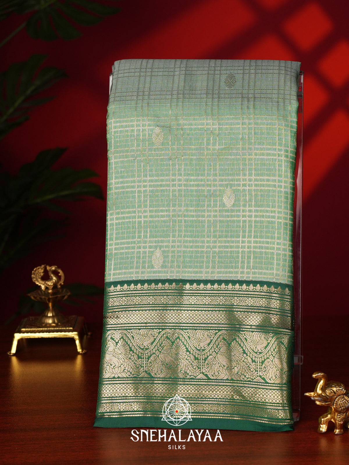 Mint Green Kanjivaram Silk Saree