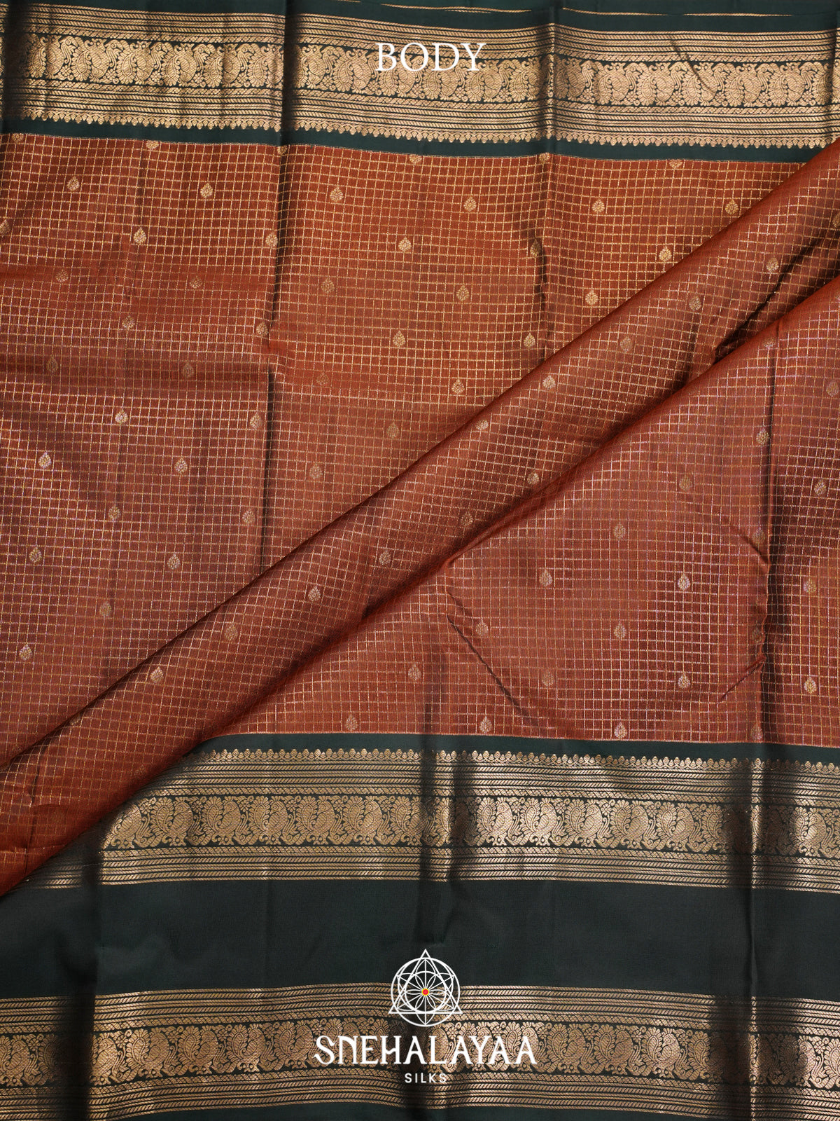Burnt Orange Kanjivaram Silk Saree