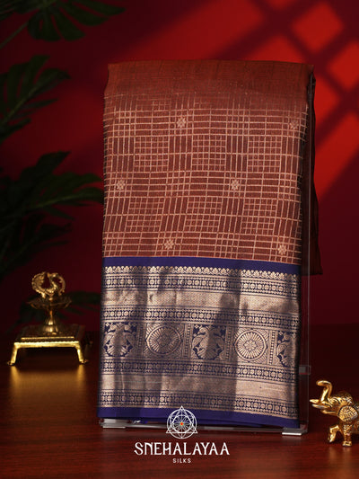 Chocolate Brown Kanjivaram Silk Saree