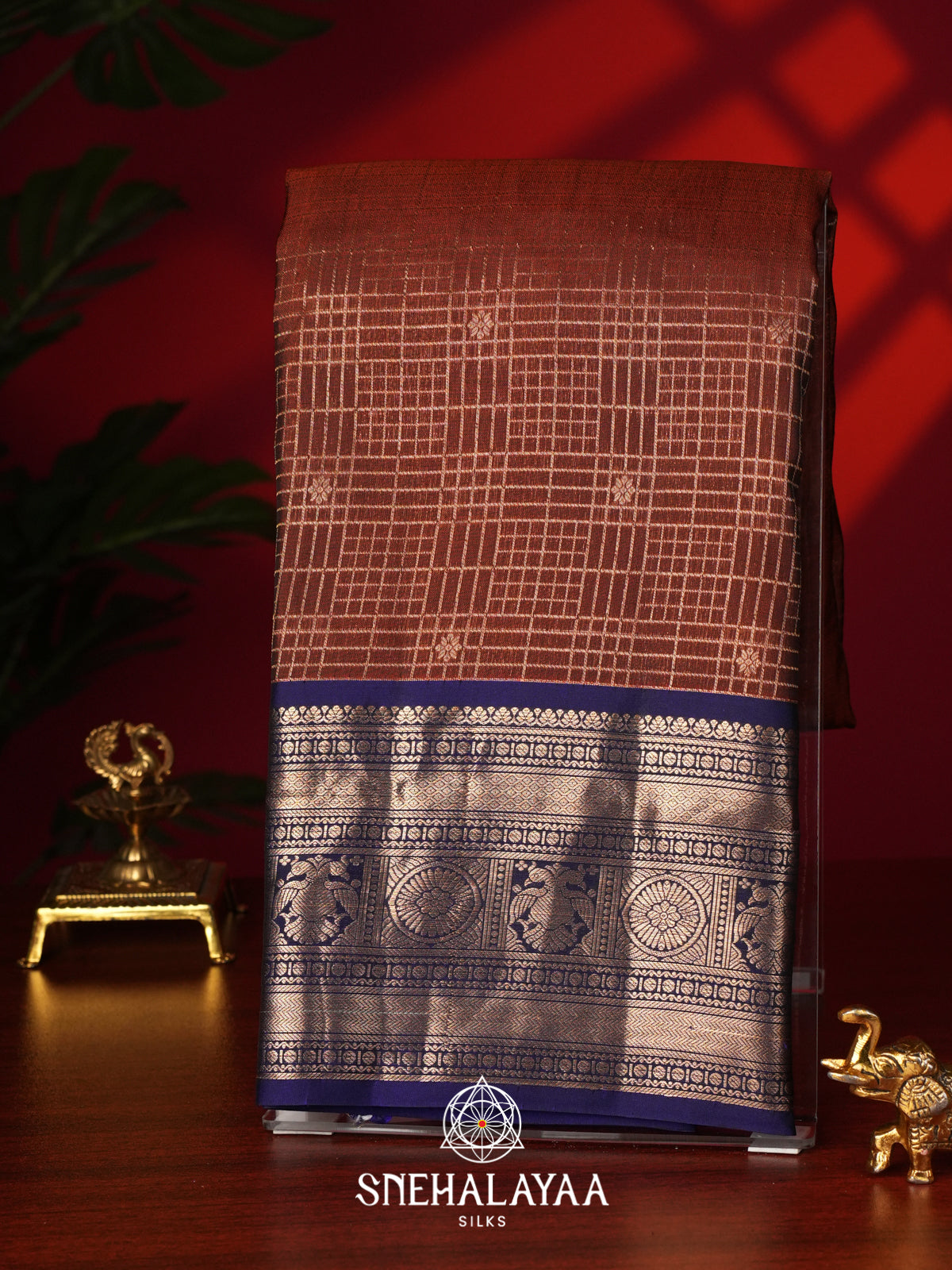 Chocolate Brown Kanjivaram Silk Saree