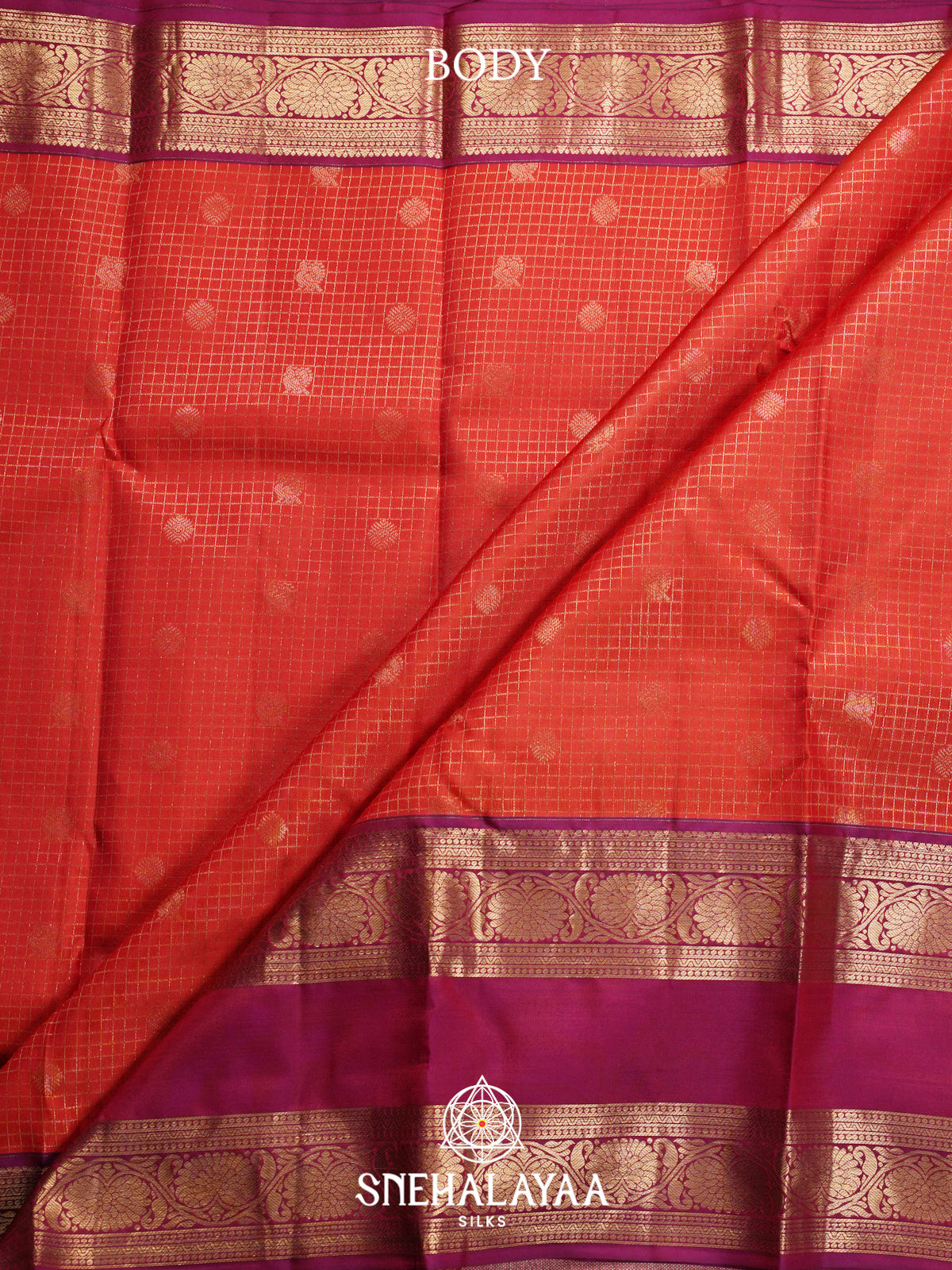 Rust Orange Kanjivaram Silk Saree