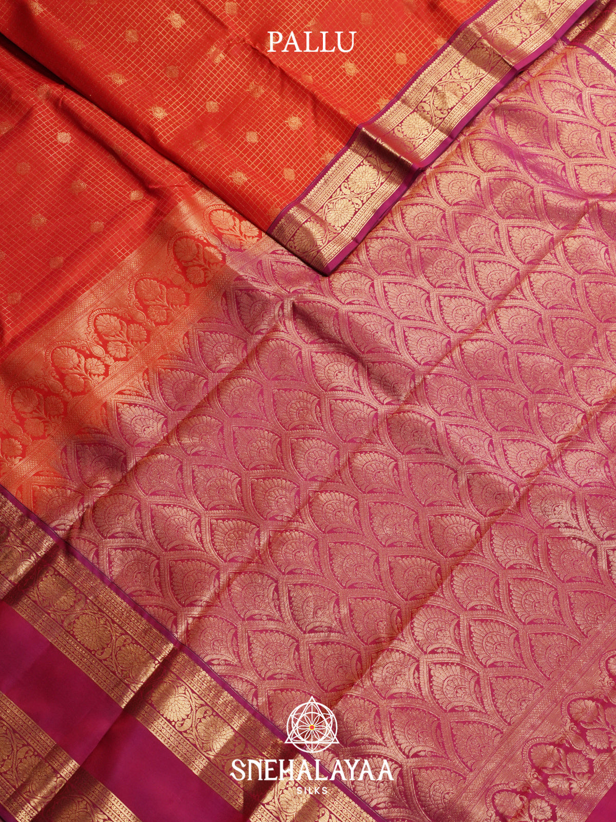 Rust Orange Kanjivaram Silk Saree