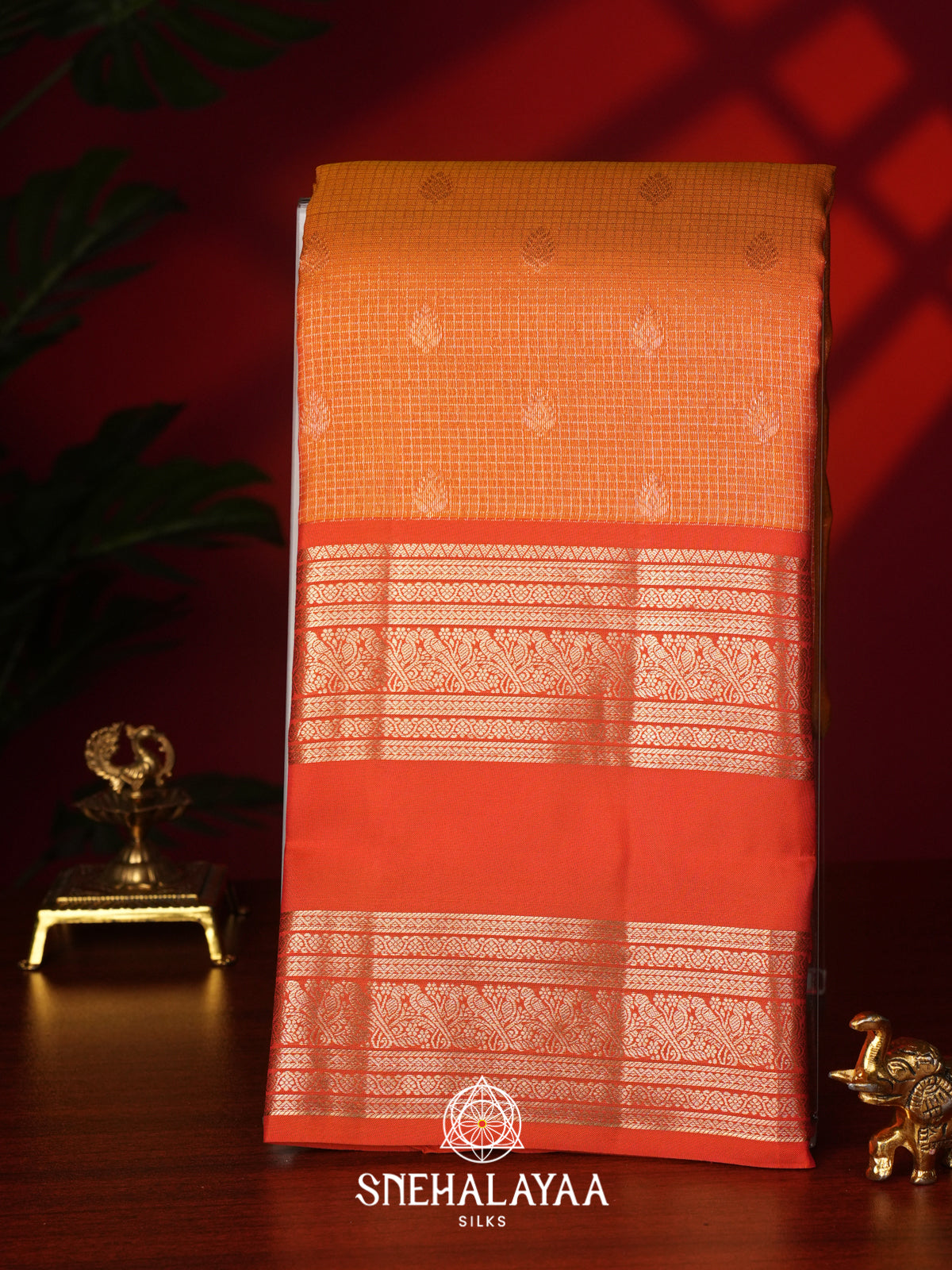 Orange Kanjivaram Silk Saree