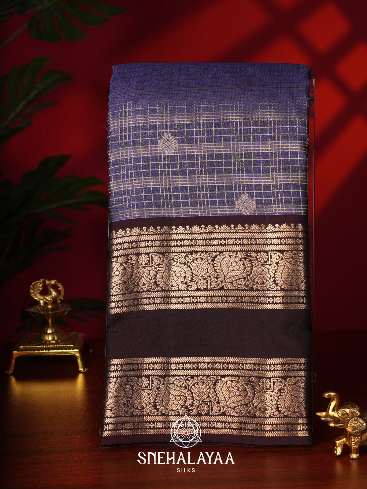Ink Blue Kanjivaram Silk Saree
