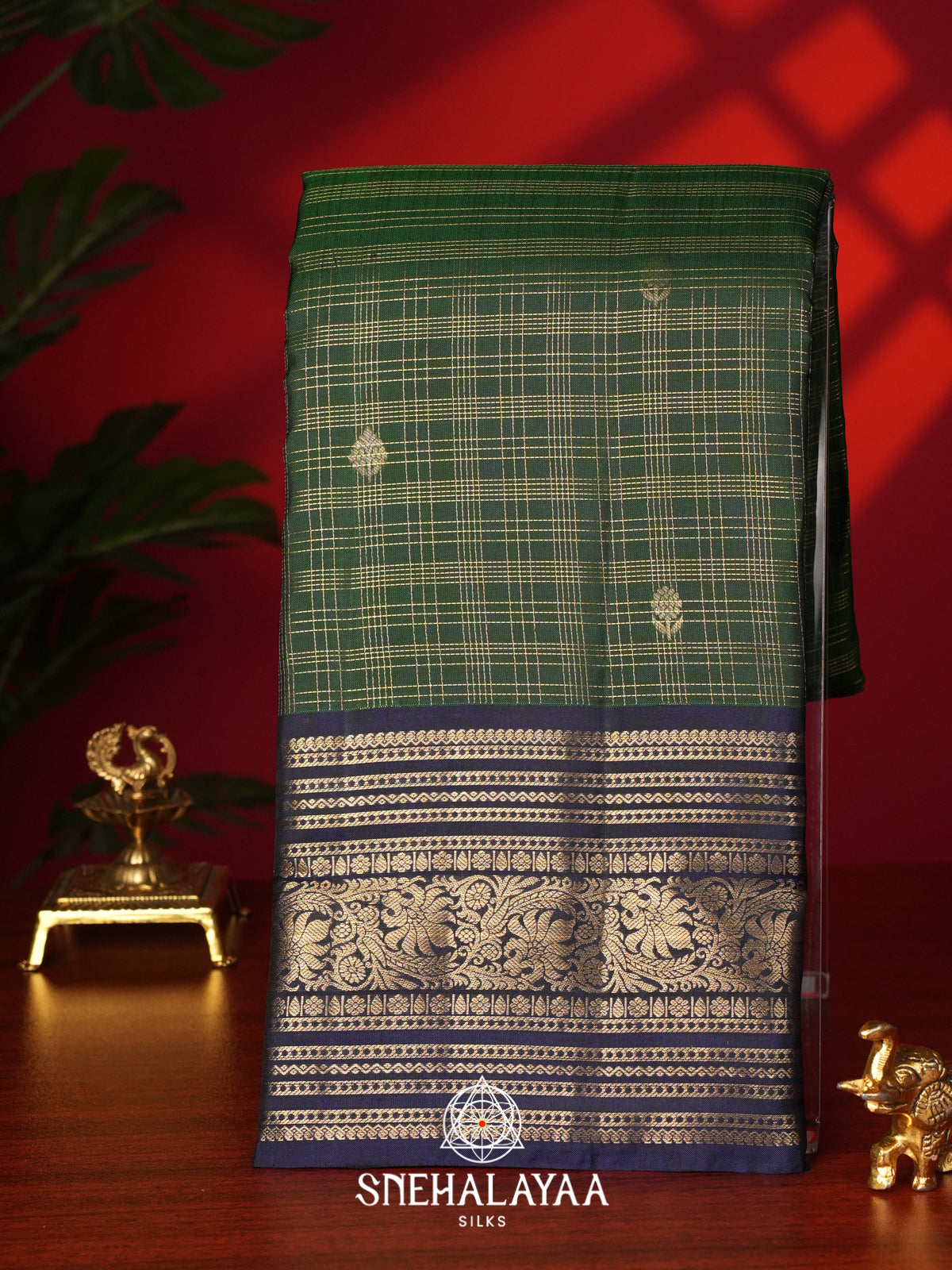Forest Green Kanjivaram Silk Saree