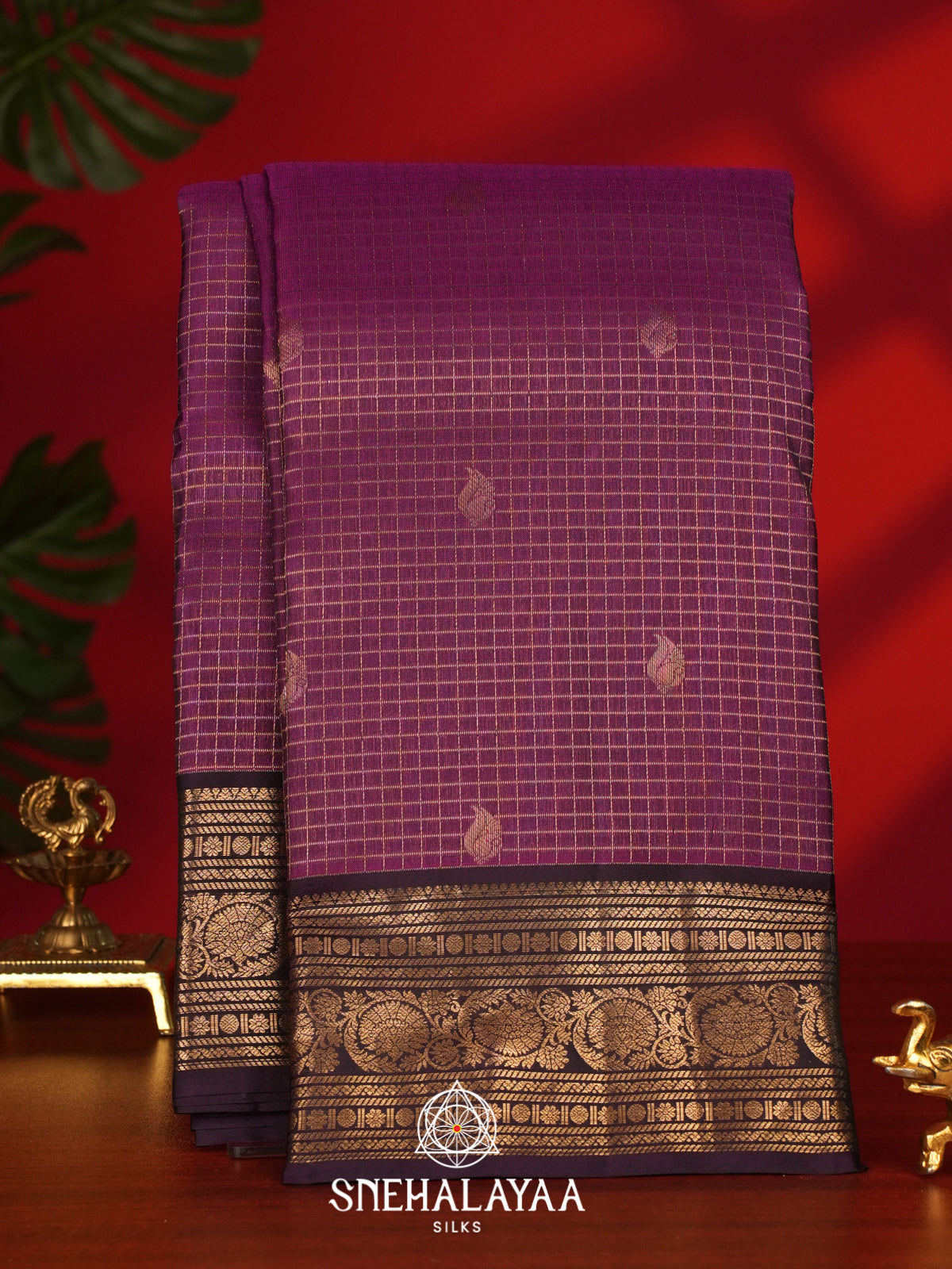 Plum Kanjivaram Silk Saree