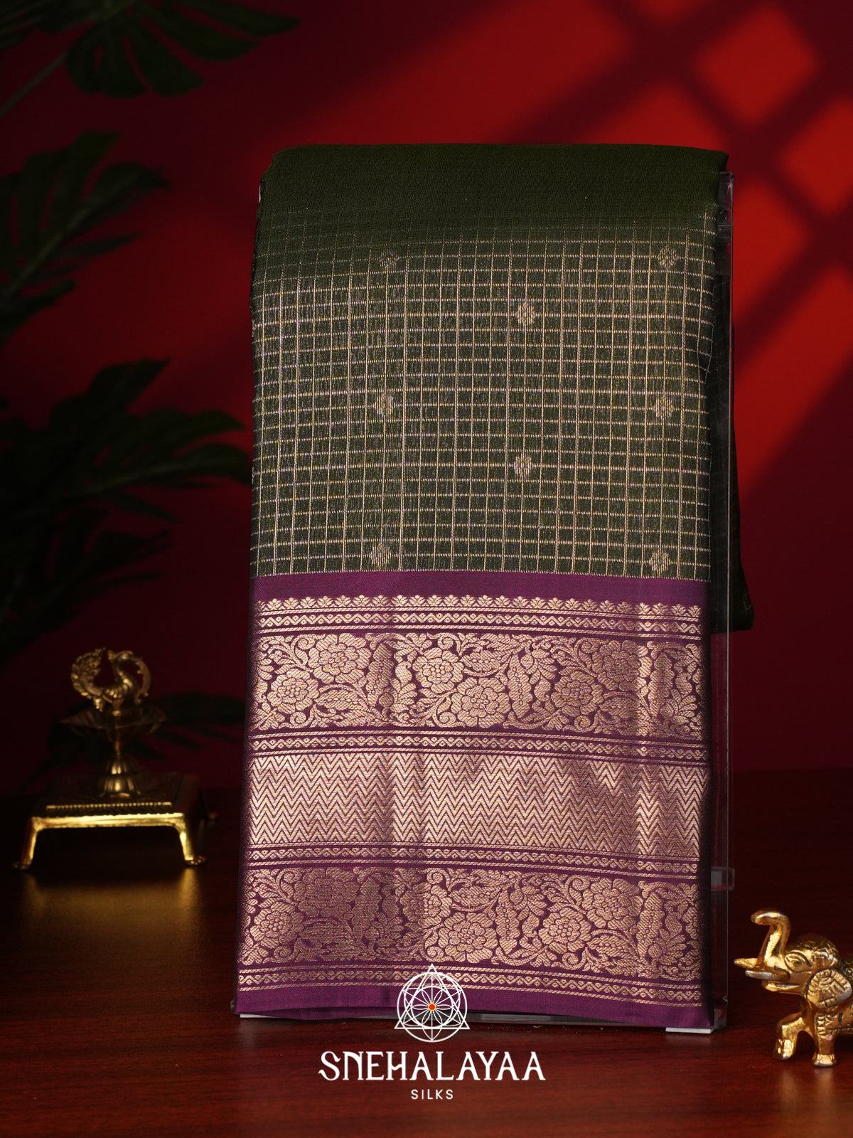Forest Green Kanjivaram Silk Saree