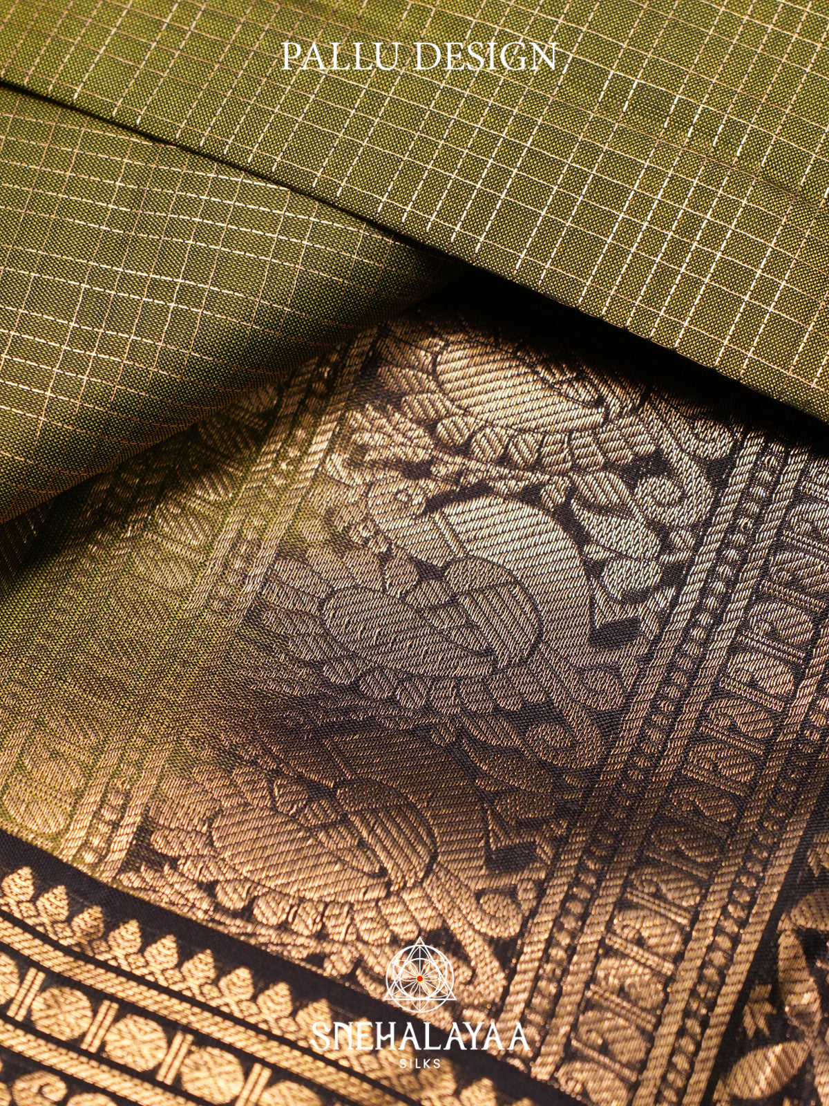 Olive Green Kanjivaram Silk Saree